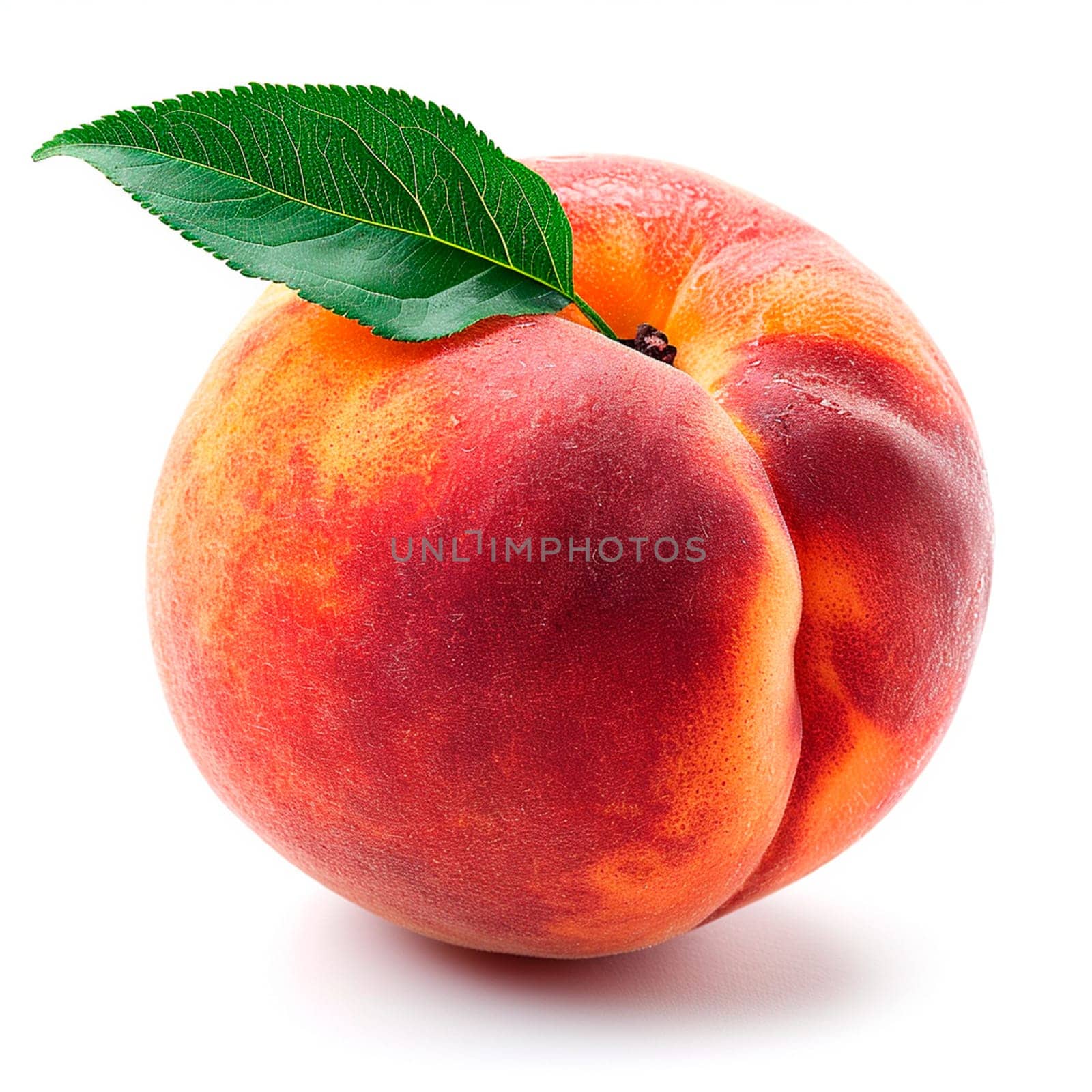 Southern fruit, peaches on white isolated background AI generated image