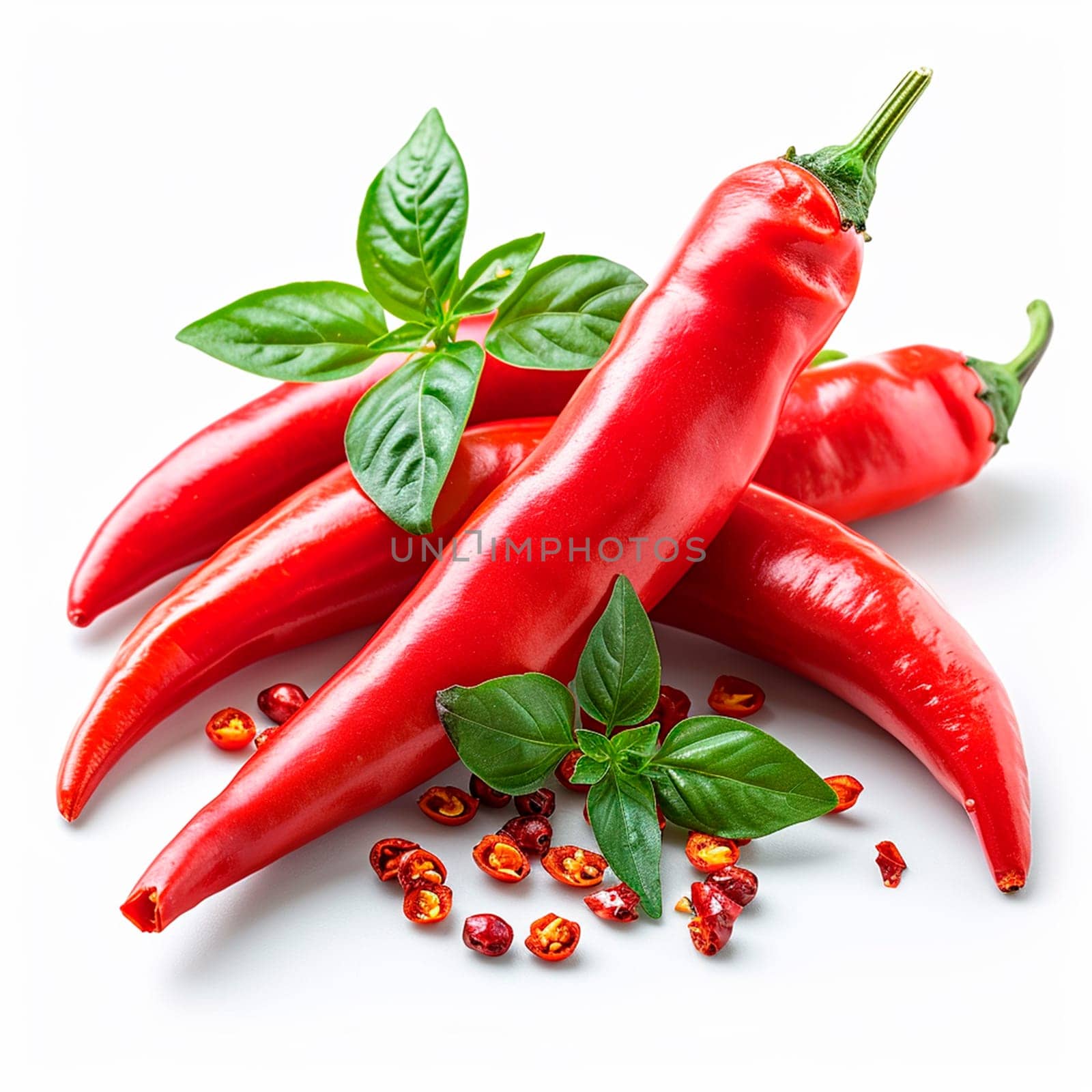 Hot chili pepper on white isolated background AI generated image