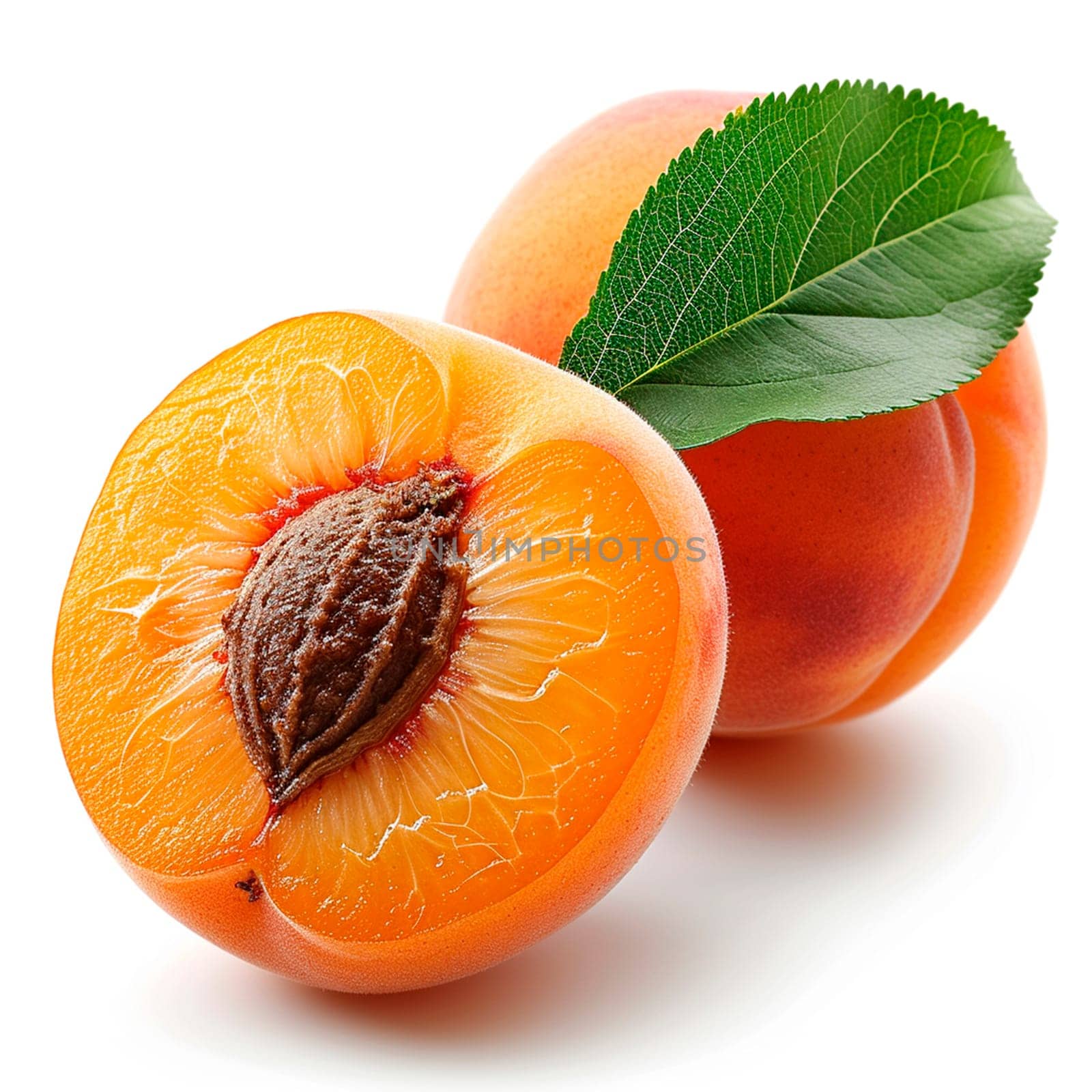 Southern fruit, peaches on white isolated background AI generated image