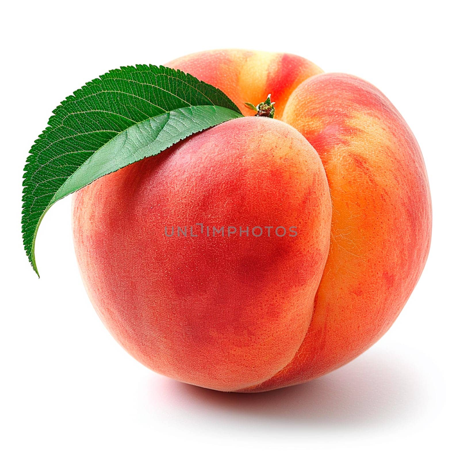 Southern fruit, peaches on white isolated background AI generated image