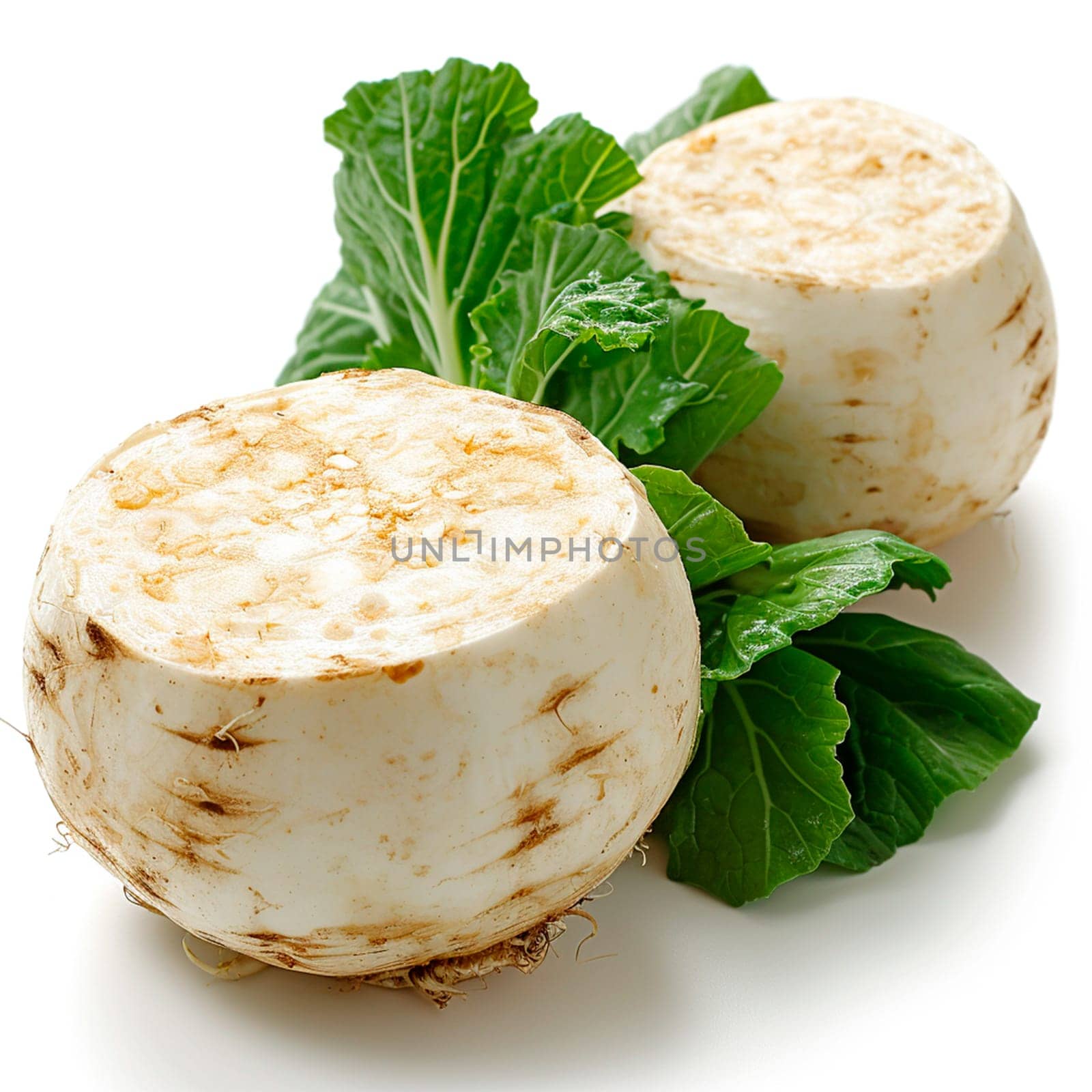 Garden crop, turnip vegetable on white isolated background AI generated image