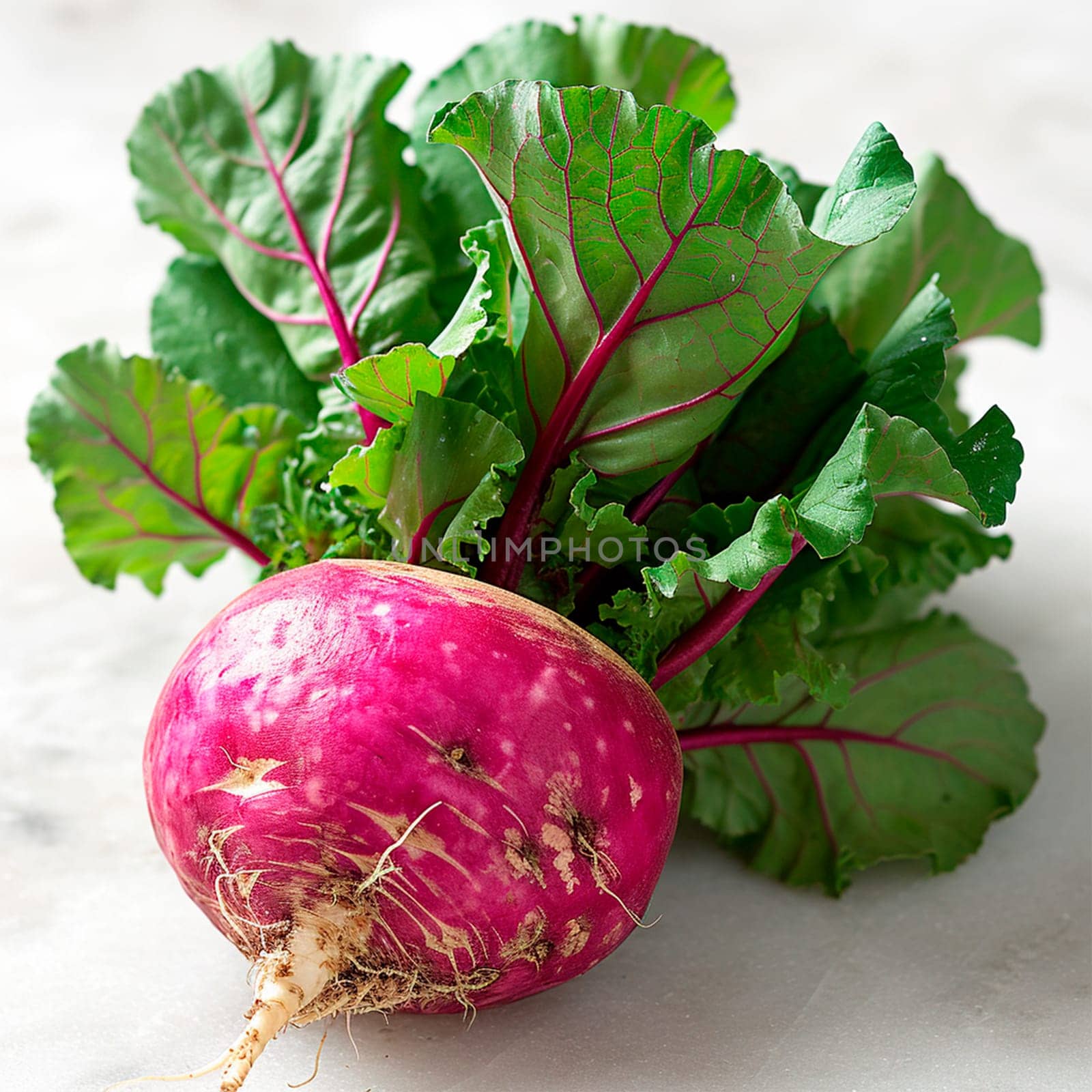 Garden crop, turnip vegetable on white isolated background AI generated image