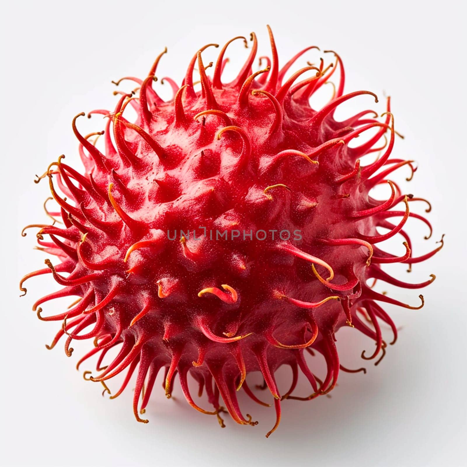 Rambutan on white isolated background AI generated image