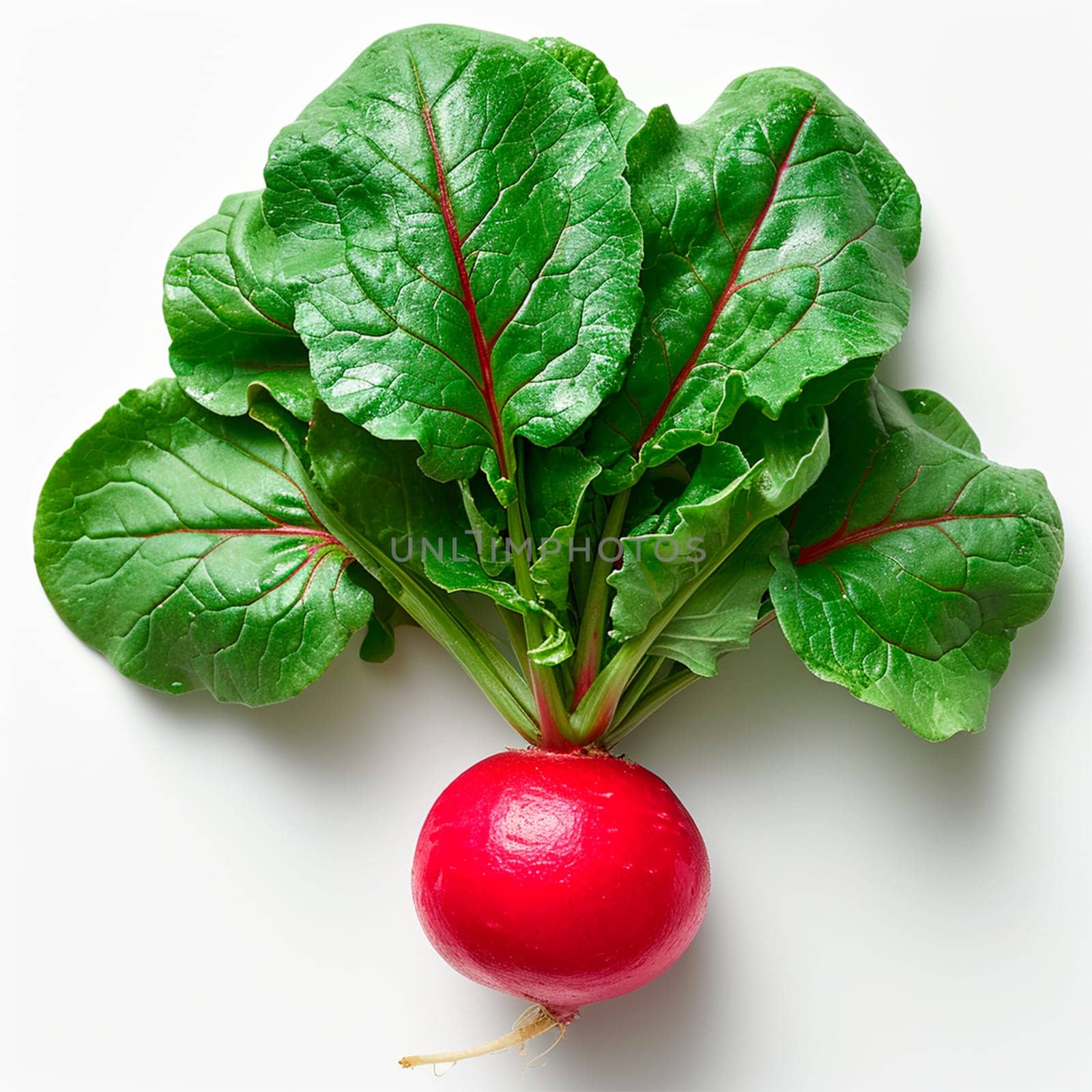 Garden crop, vegetable radish on white isolated background AI generated image