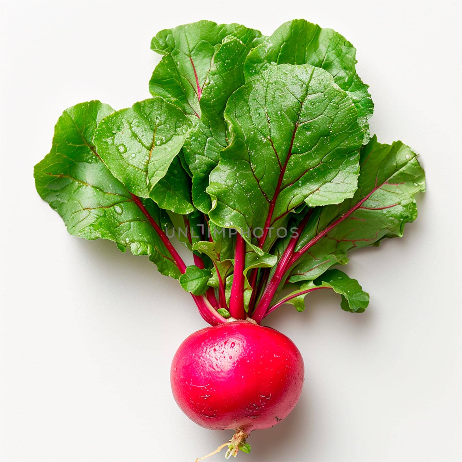 Garden crop, vegetable radish on white isolated background AI generated image