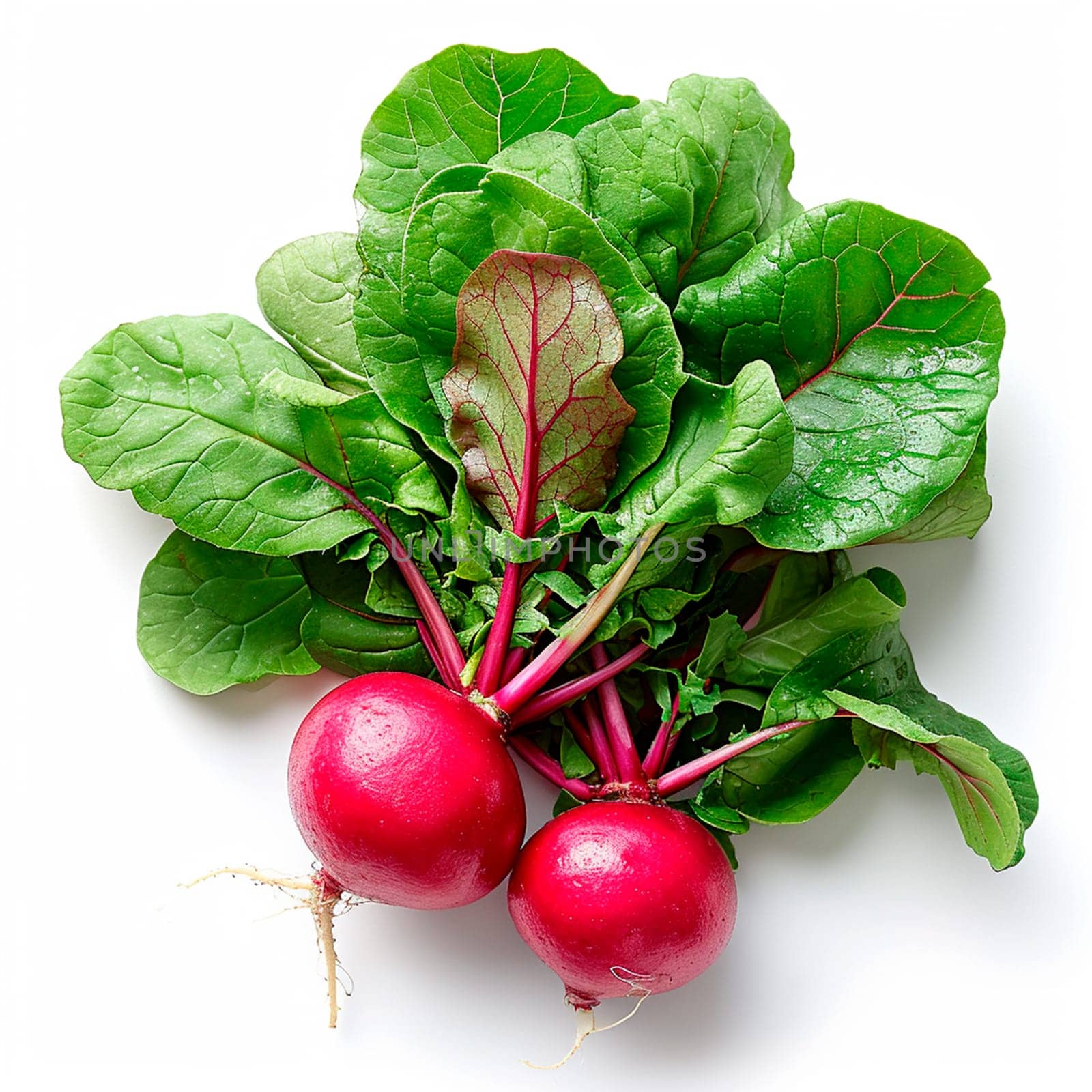 Garden crop, vegetable radish on white isolated background AI generated image