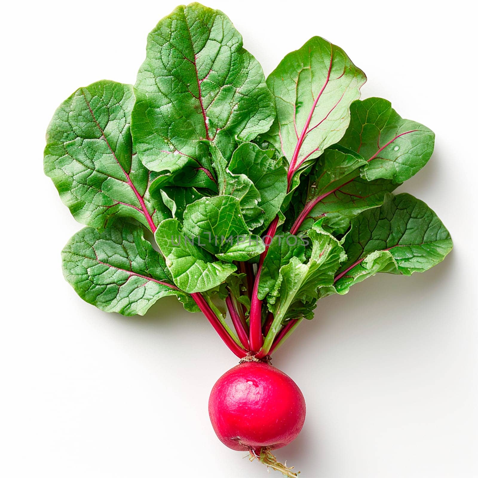 Garden crop, vegetable radish on white isolated background AI generated image