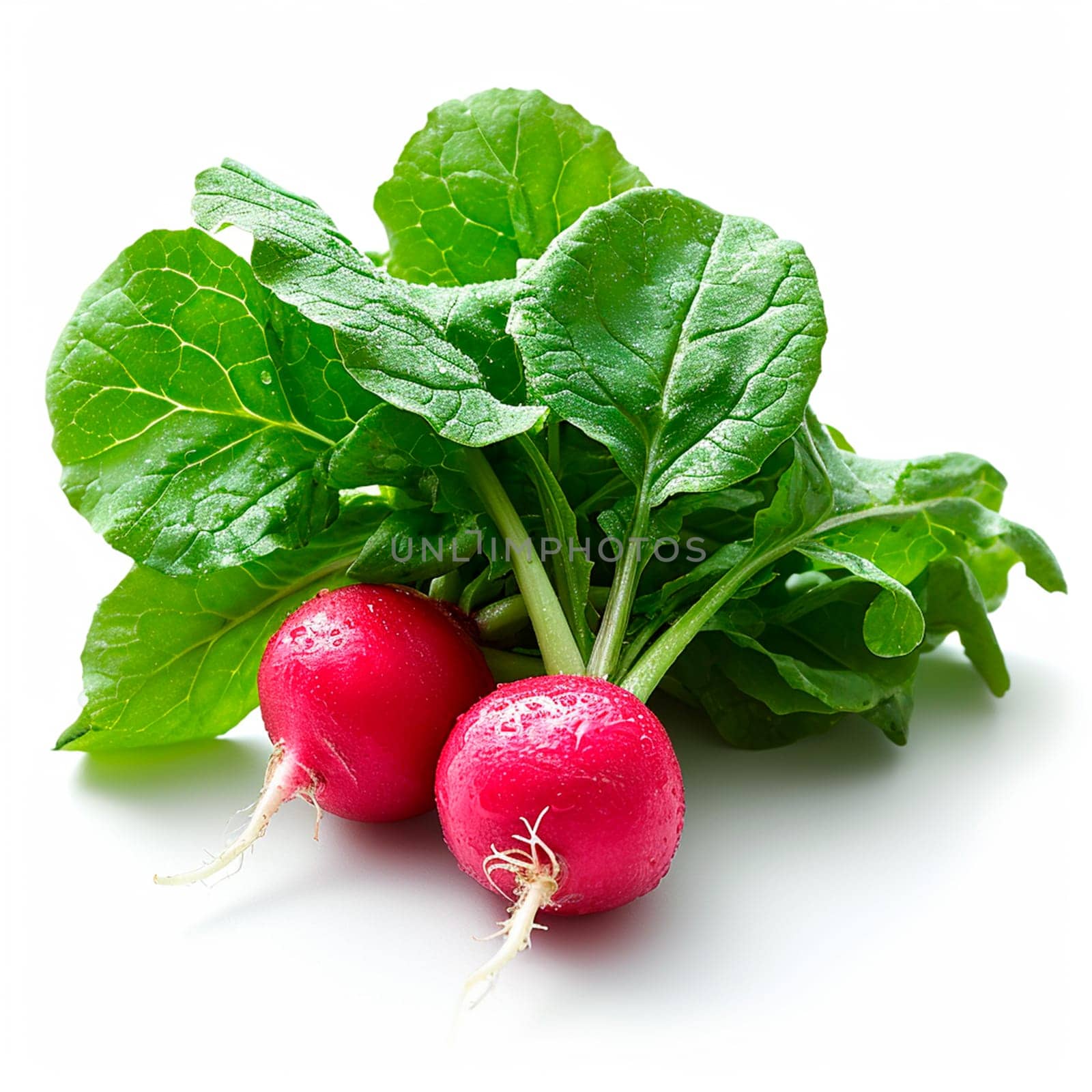 Garden crop, vegetable radish on white isolated background AI generated image