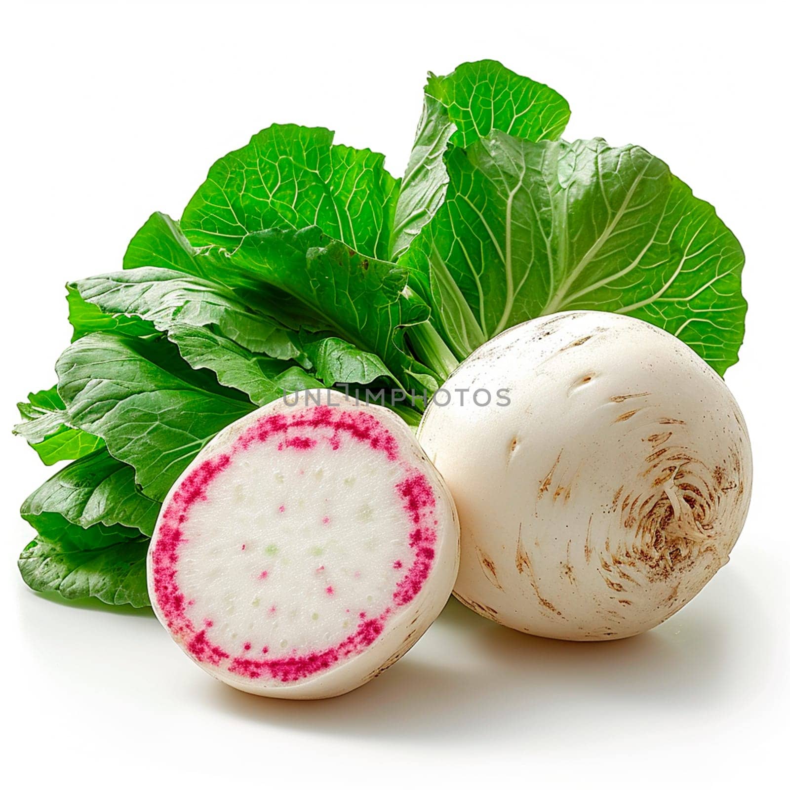 Garden crop, turnip vegetable on white isolated background AI generated image