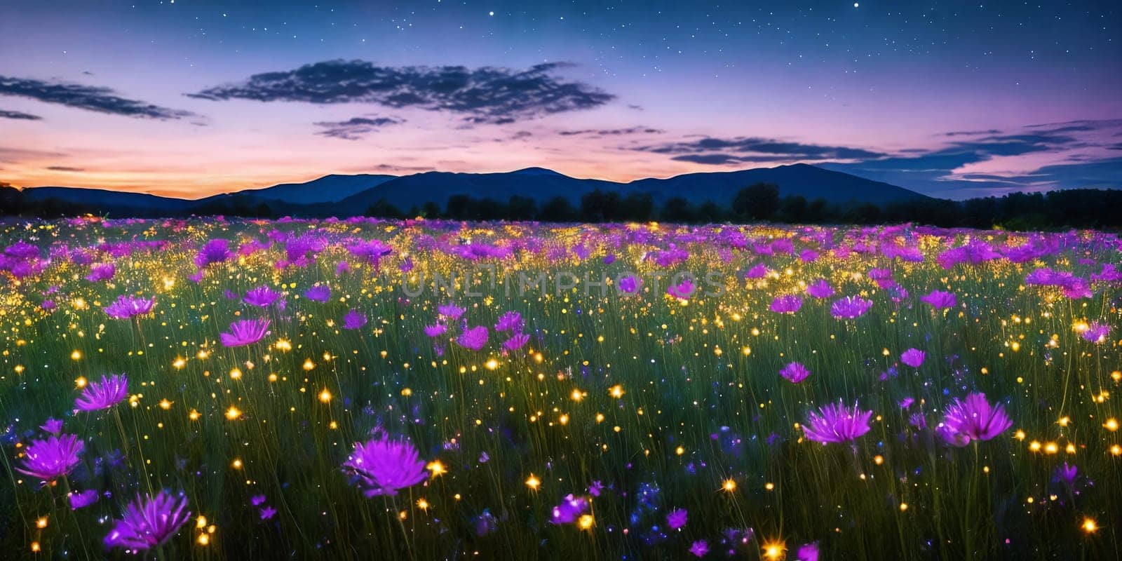 Stardust Meadow. At twilight, a meadow blooms with luminescent flowers. Each petal holds stardust, and as night falls, they release their magic. The otherworldly glow and the promise of wishes granted.