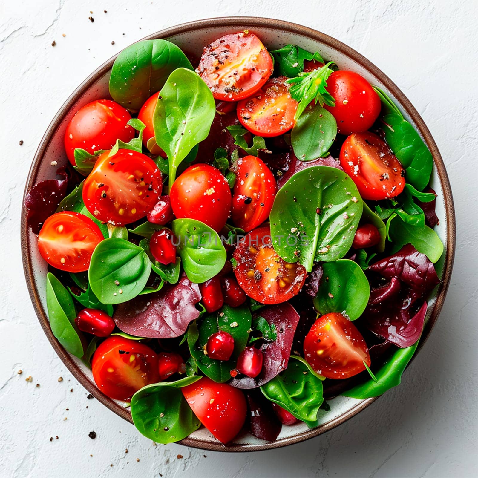 Vegetable salad on a white isolated background AI generated image