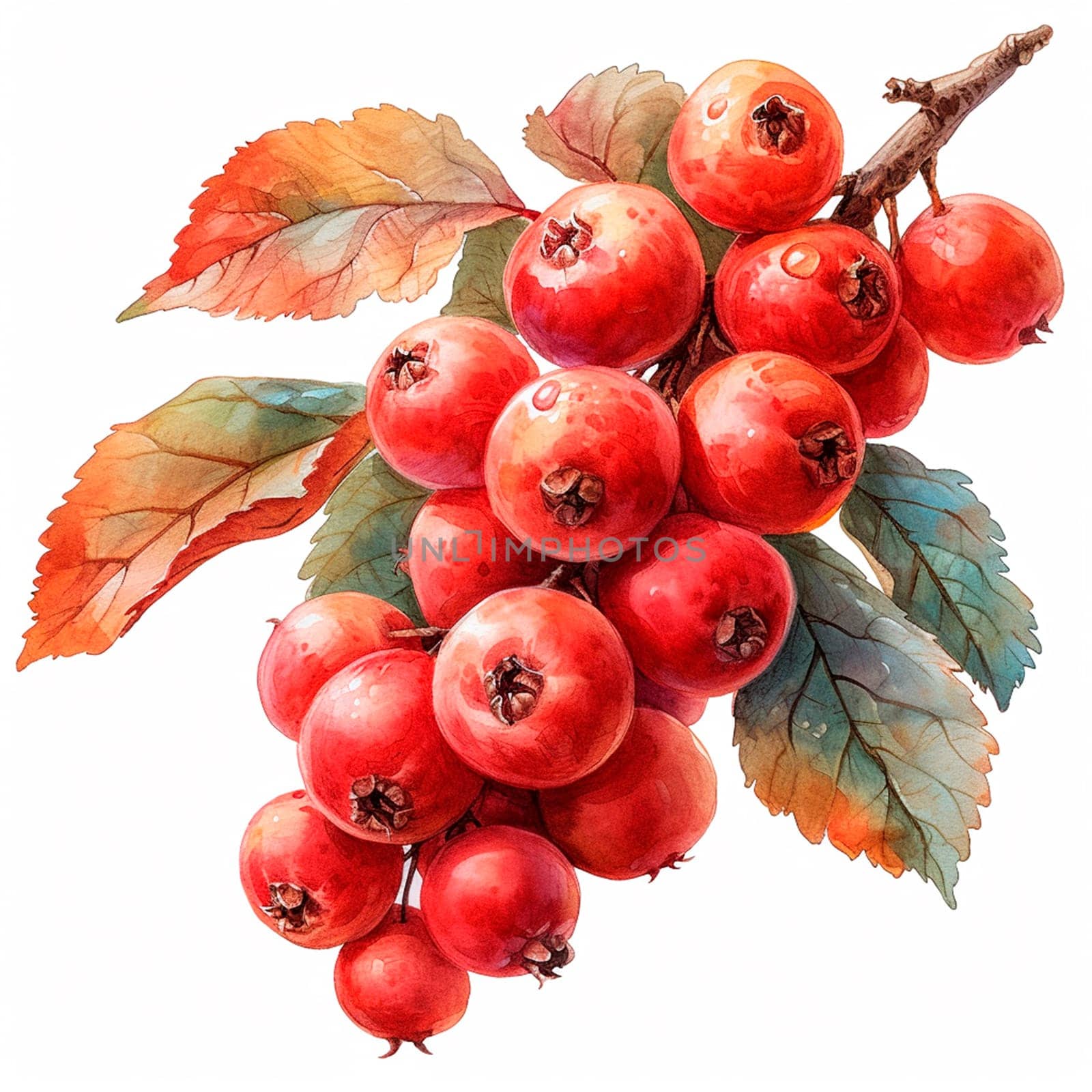 Rowan on a white isolated background AI generated image