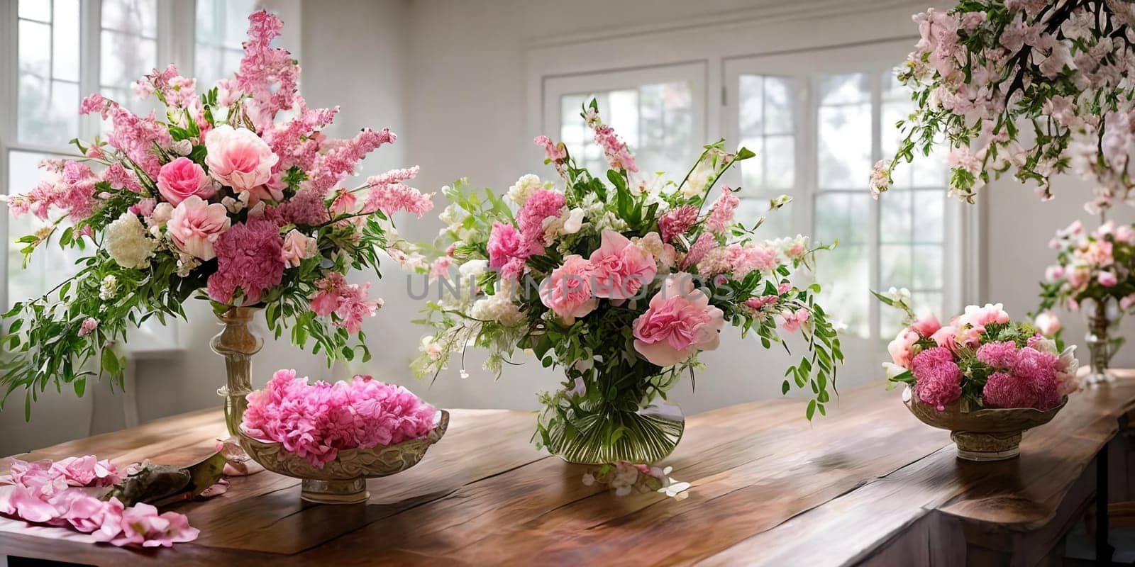 Delicate elegance of blooming flowers, intricate petals, and vibrant floral arrangements