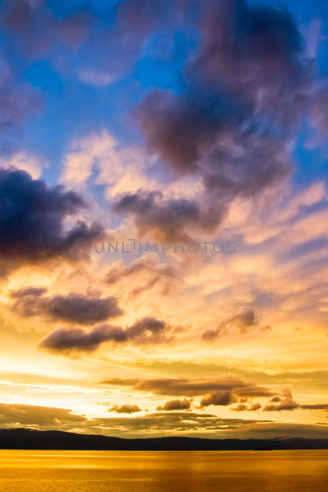 Sunset on Lake Baikal, beautiful skyline landscape