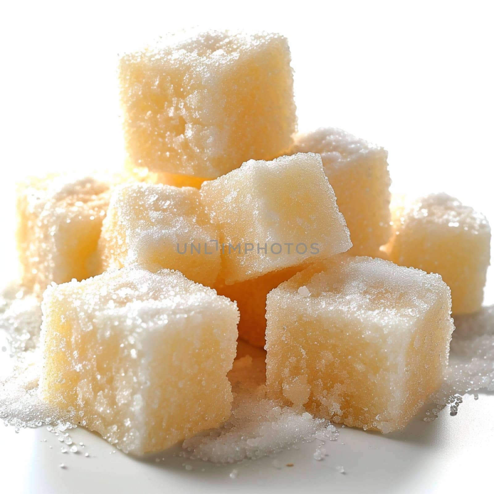 Refined sugar on a white isolated background AI generated image