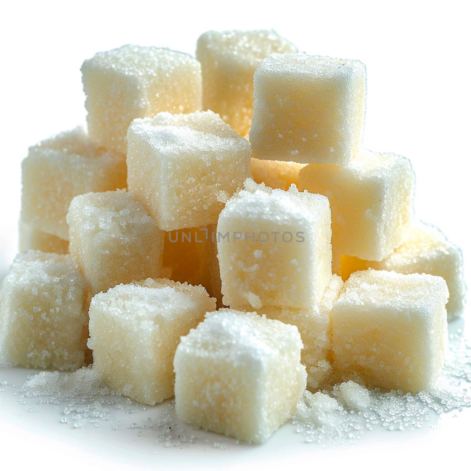 Refined sugar on a white isolated background AI generated image