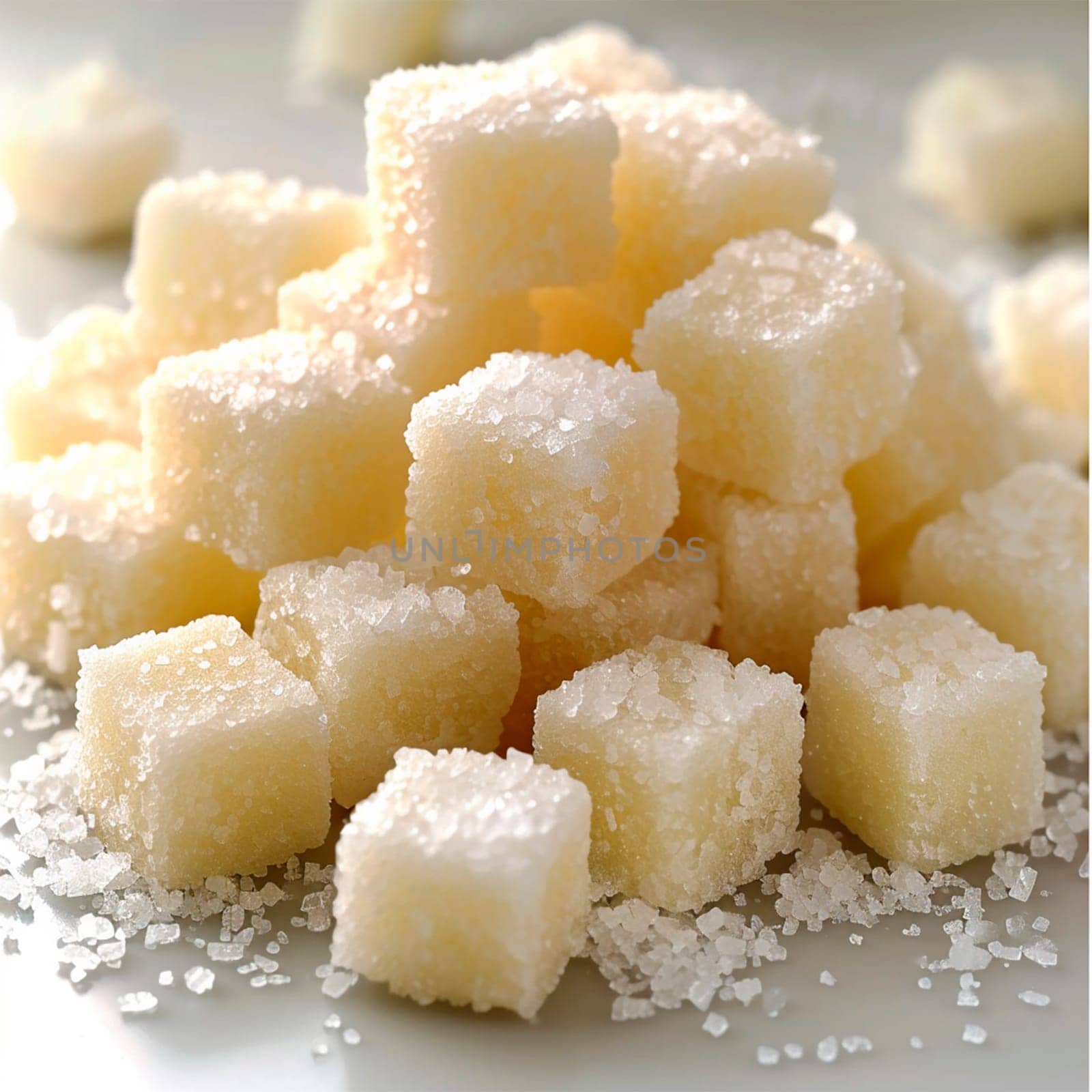 Refined sugar on a white isolated background AI generated image