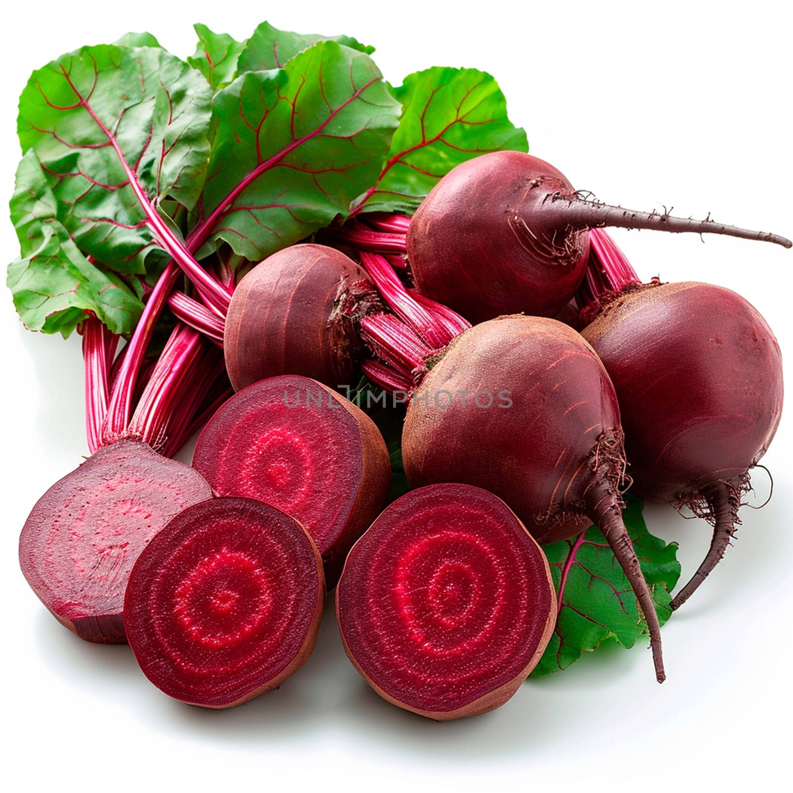 Country vegetables, beets on a white isolated background AI generated image