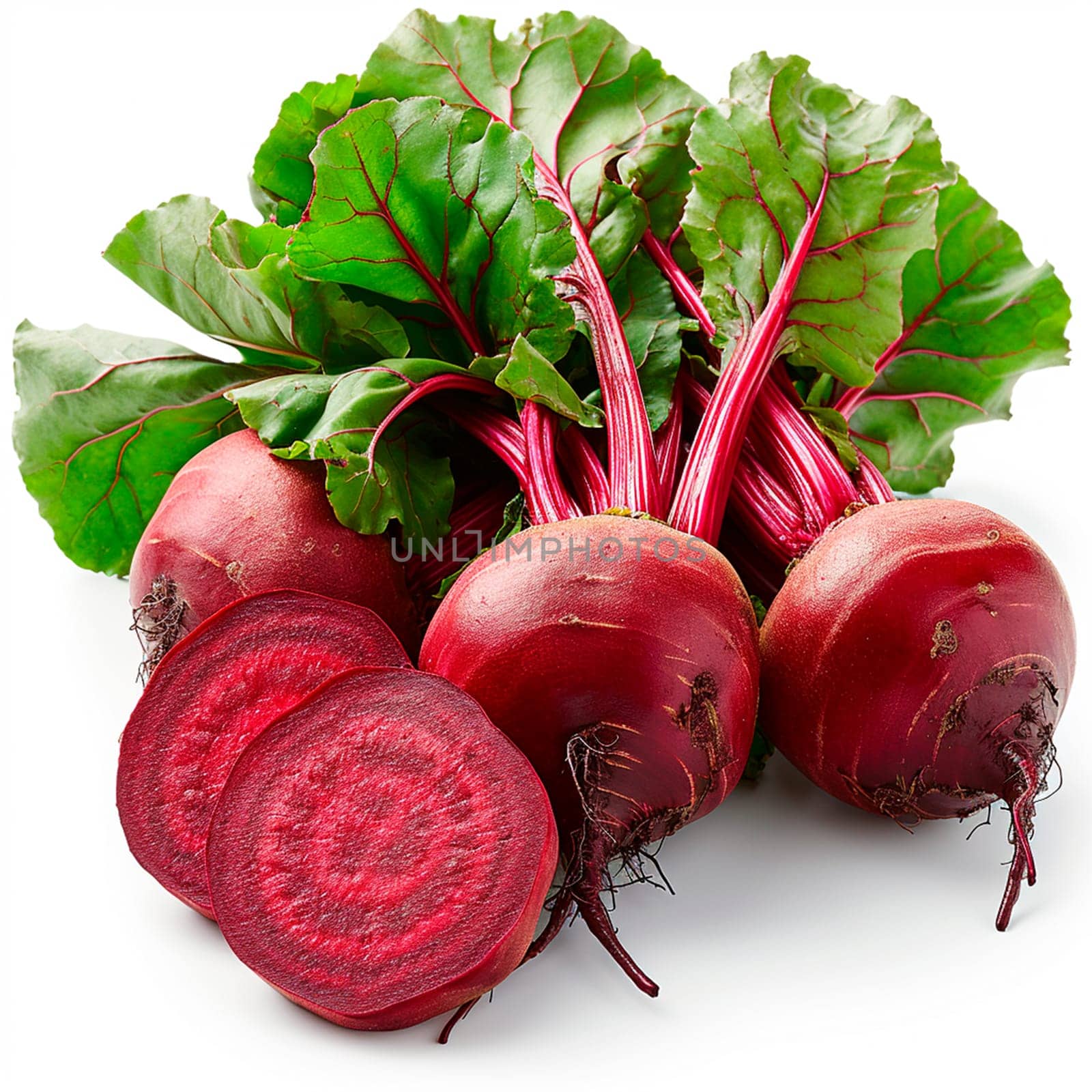 Country vegetables, beets on a white isolated background AI generated image