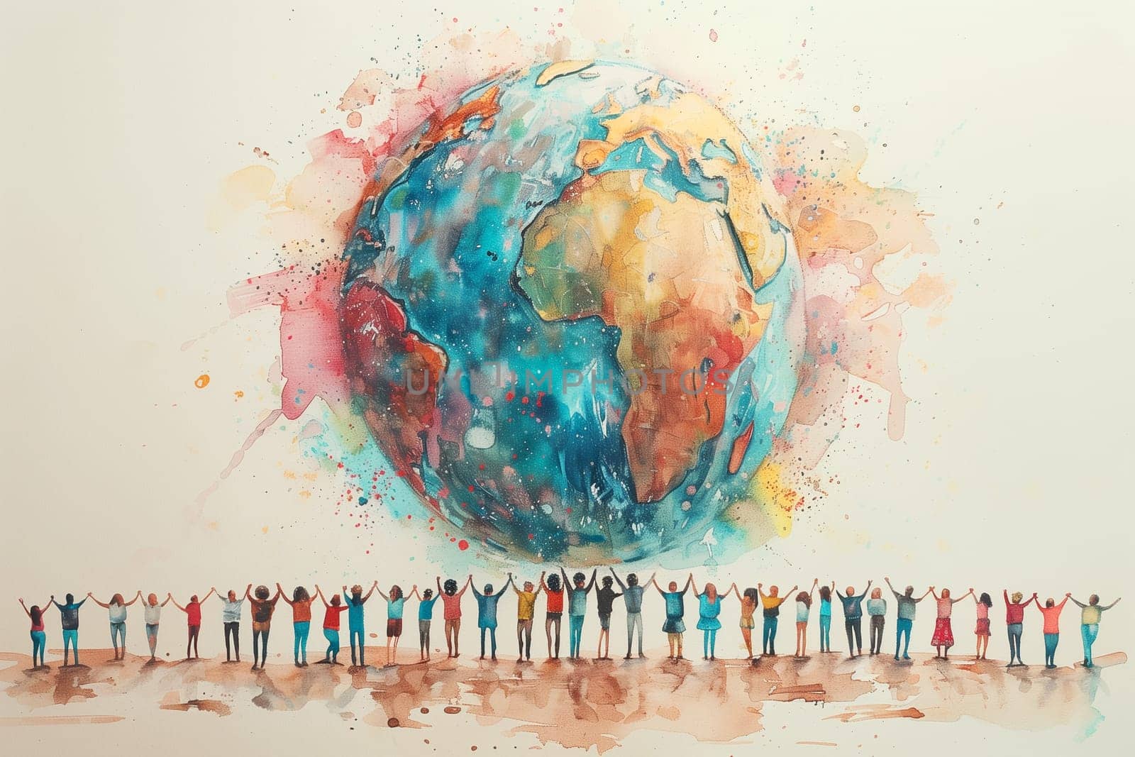 Diversity, equity and inclusion, human rights, fairness and respect, no discrimination and racism, multicultural people with planet earth