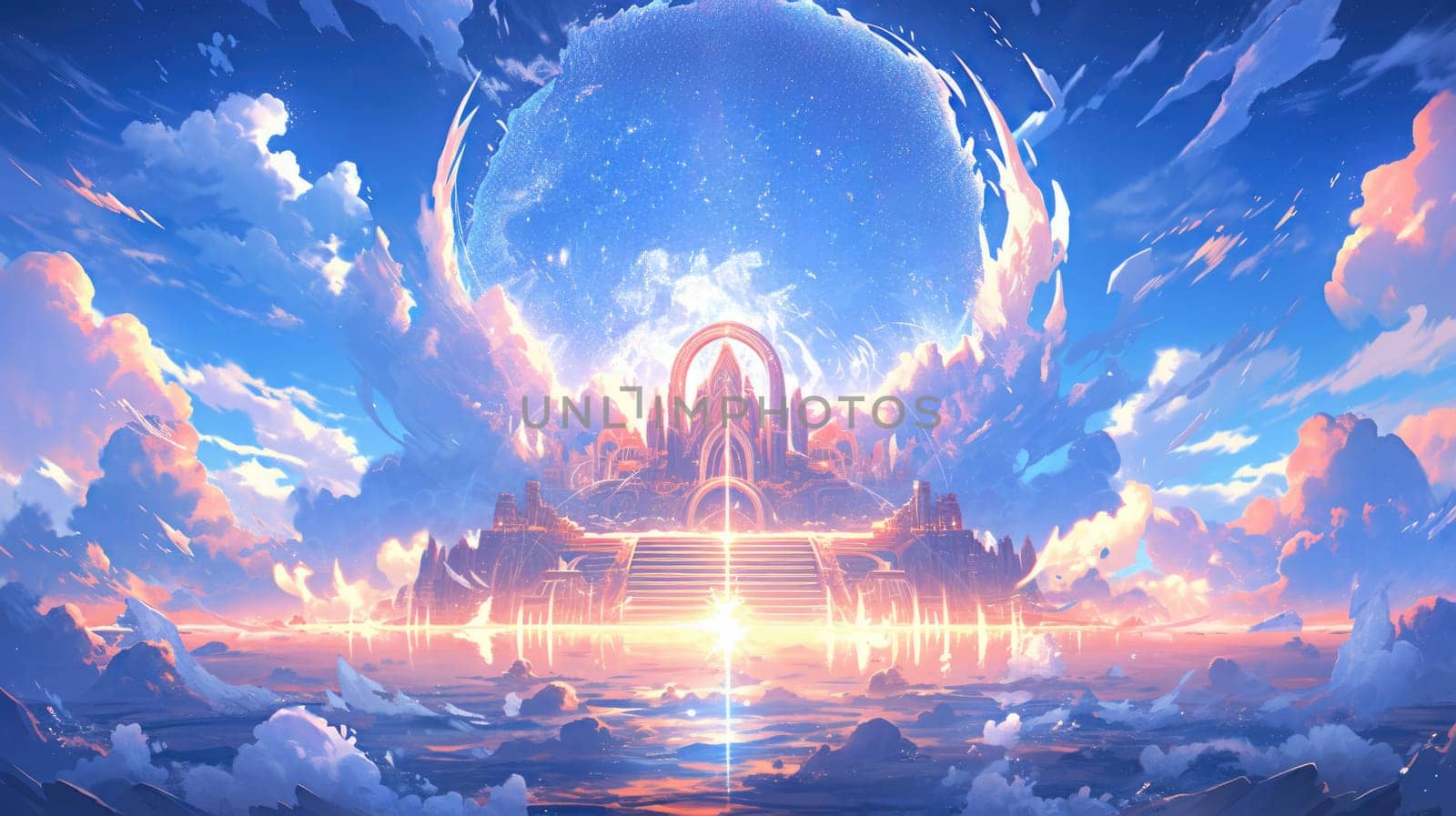 anime concept sky sunset landscape background eclipse, ai