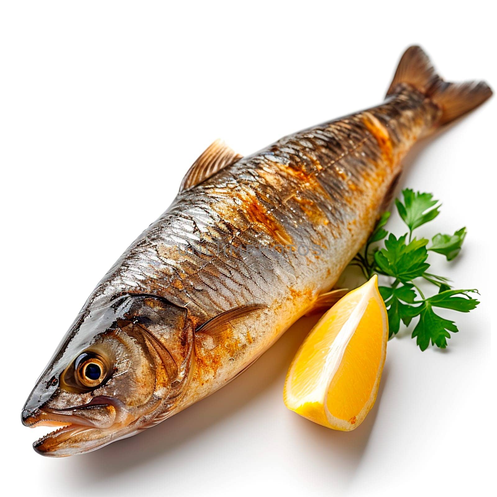 Herring on a white isolated background AI generated image