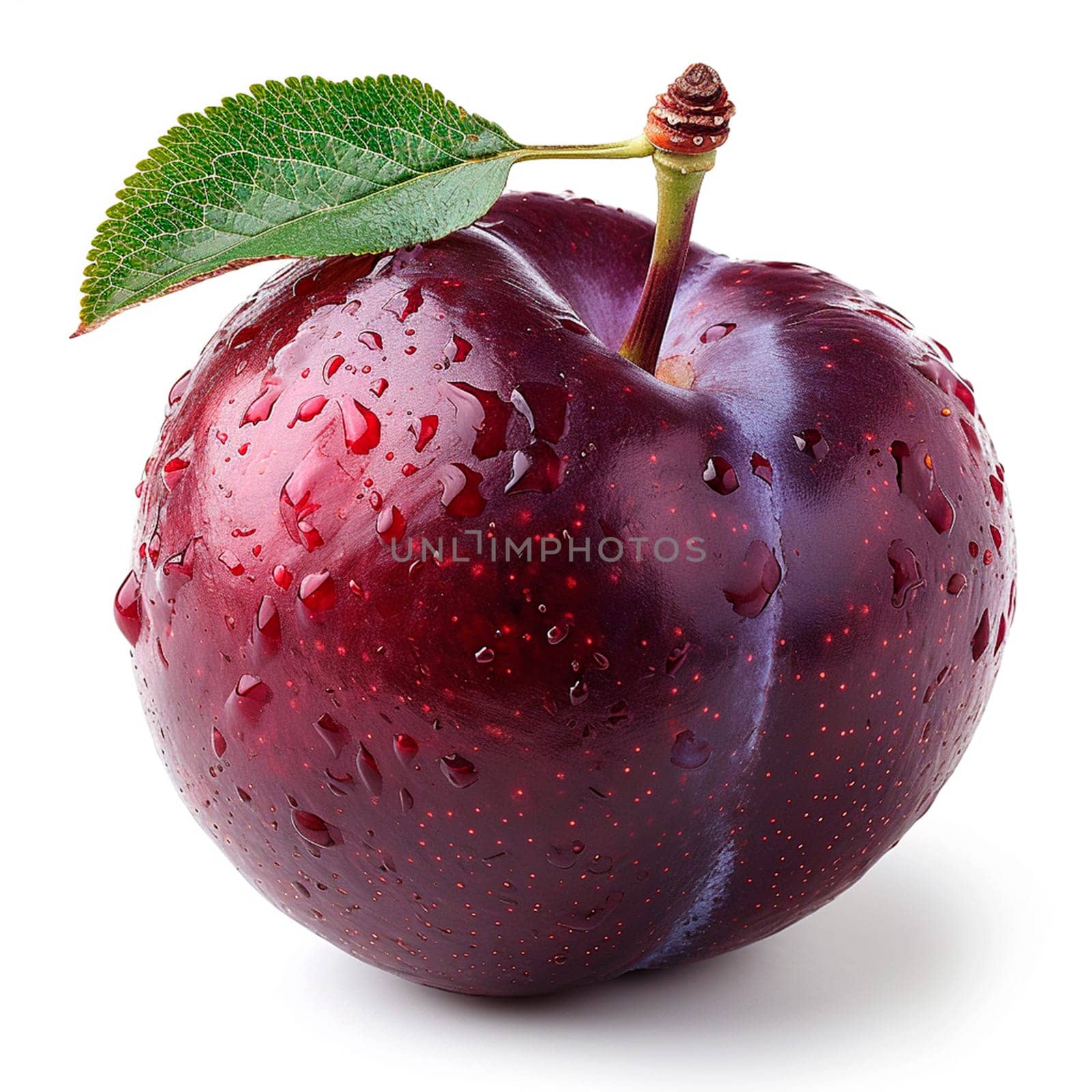 Garden ripe plum on a white isolated background AI generated image