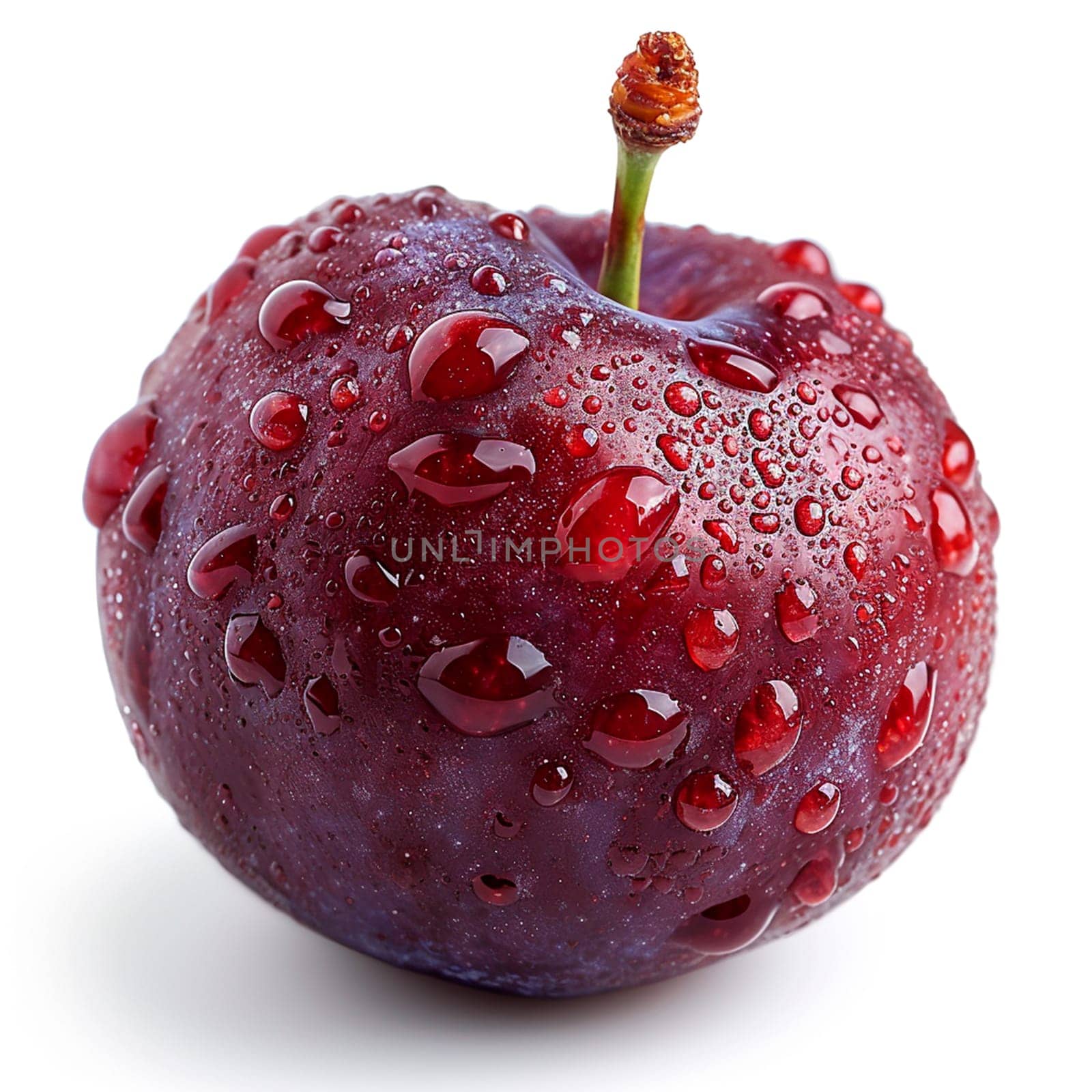 Garden ripe plum on a white isolated background AI generated image