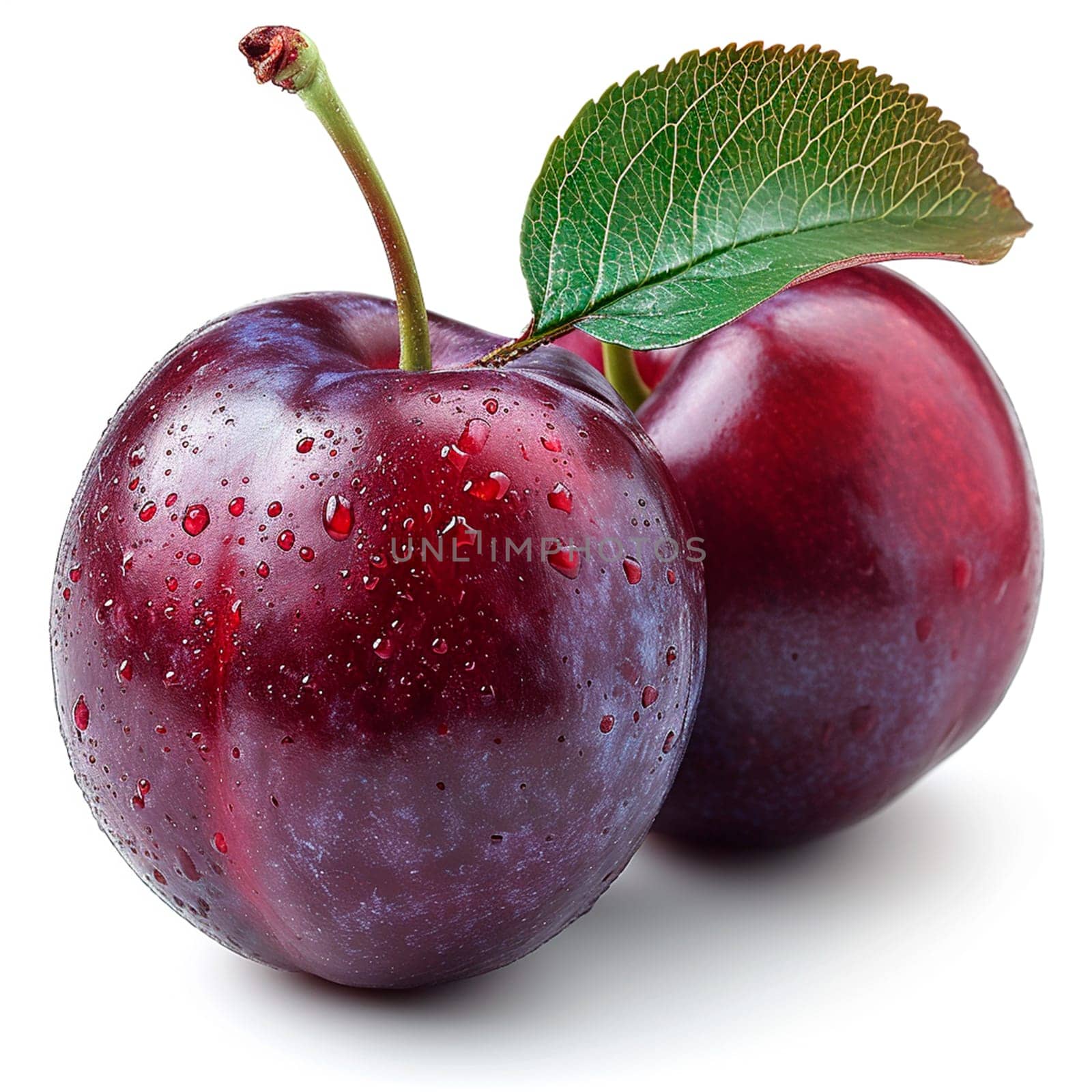 Garden ripe plum on a white isolated background AI generated image