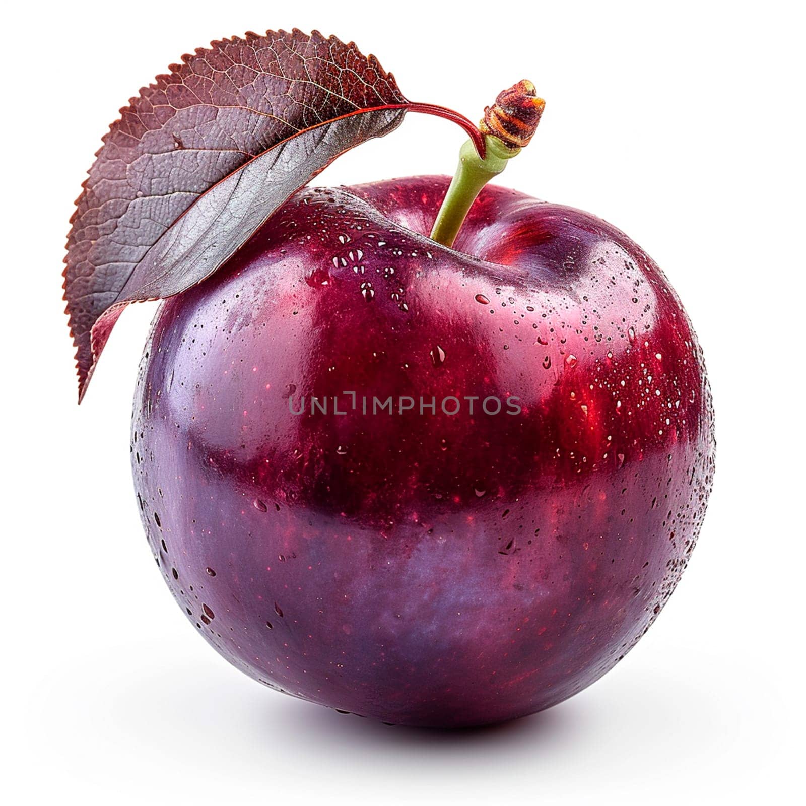 Garden ripe plum on a white isolated background AI generated image