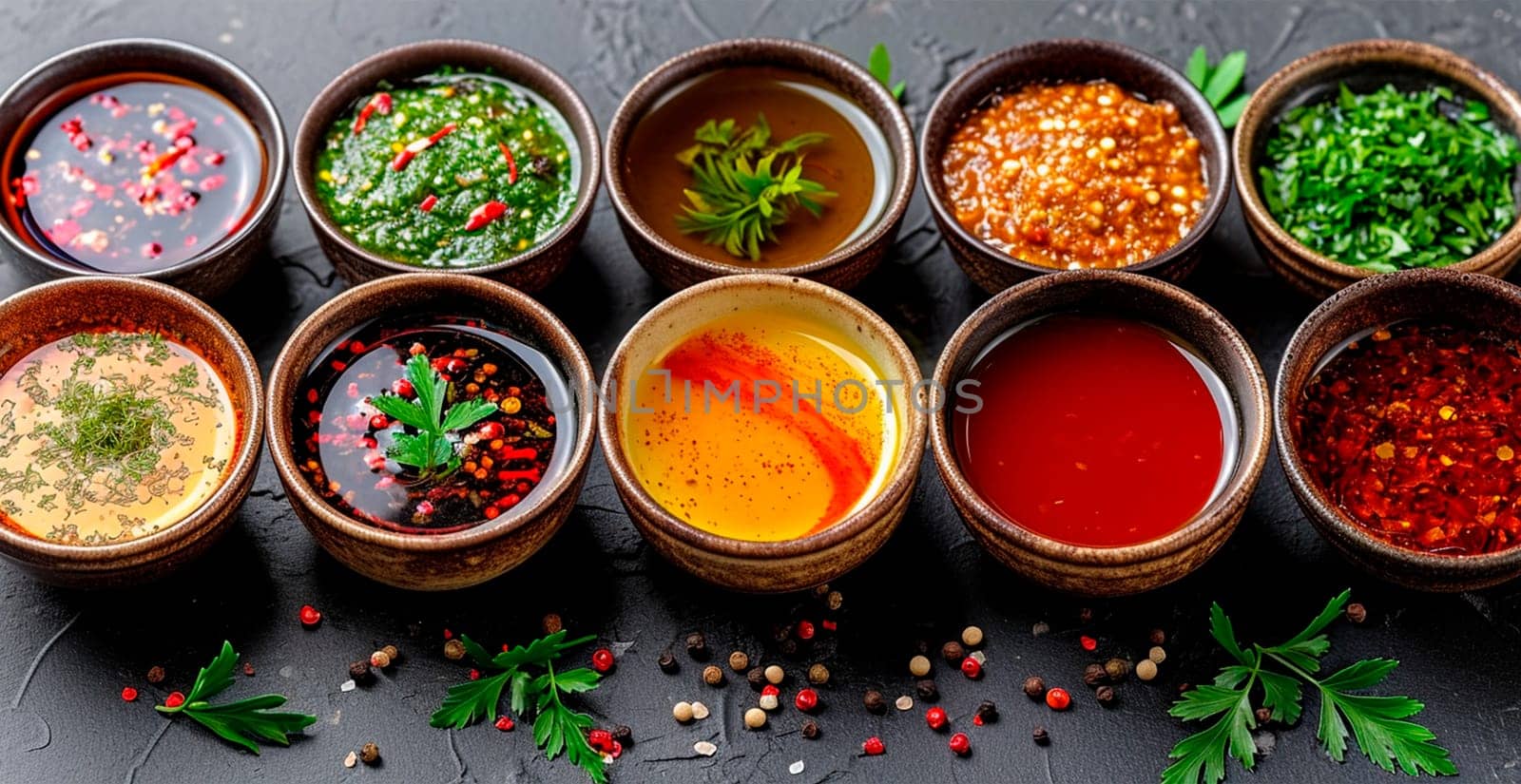 Various sauces and spices AI generated image