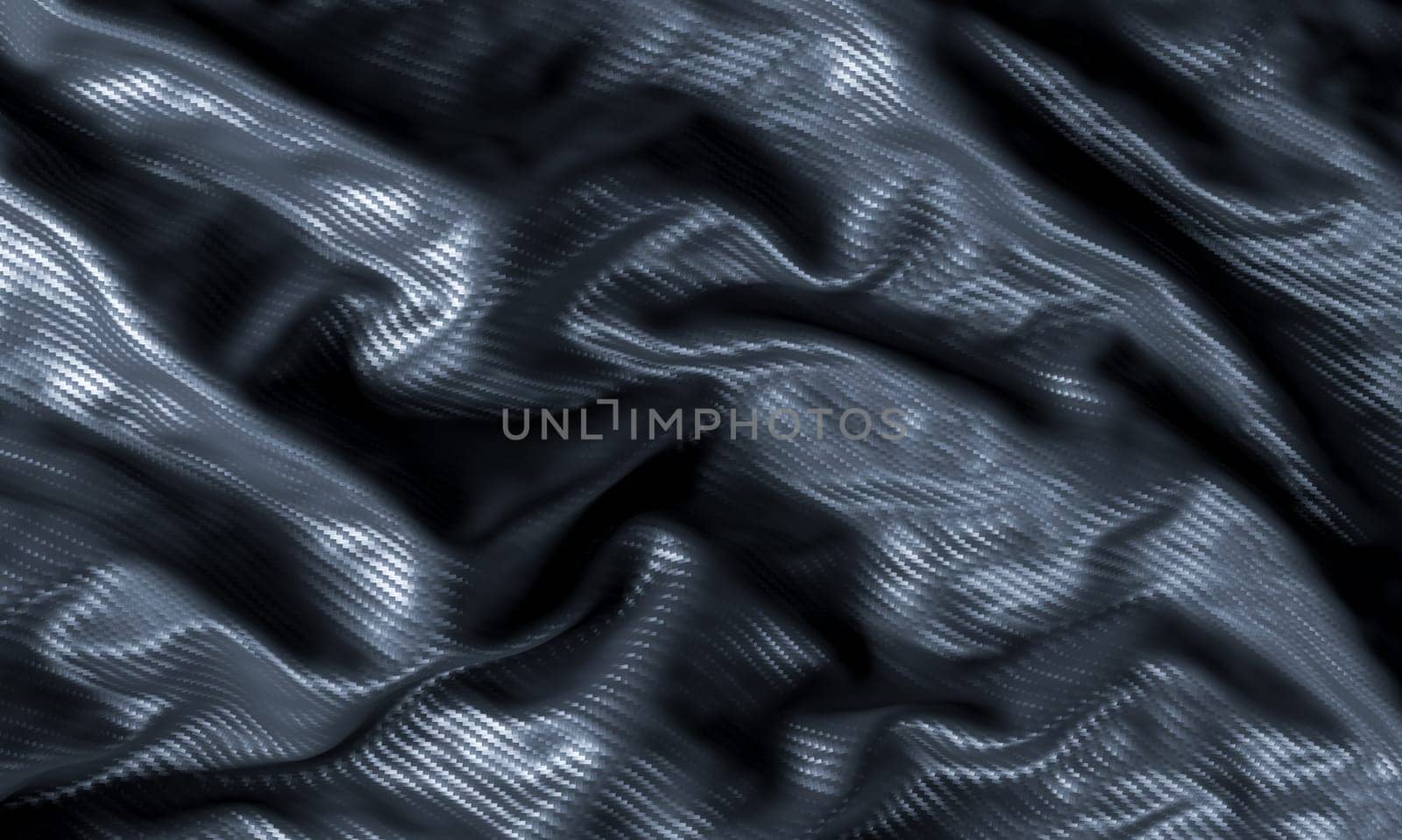 Close up of a wavy carbon fiber pattern for modern background or design 3d render