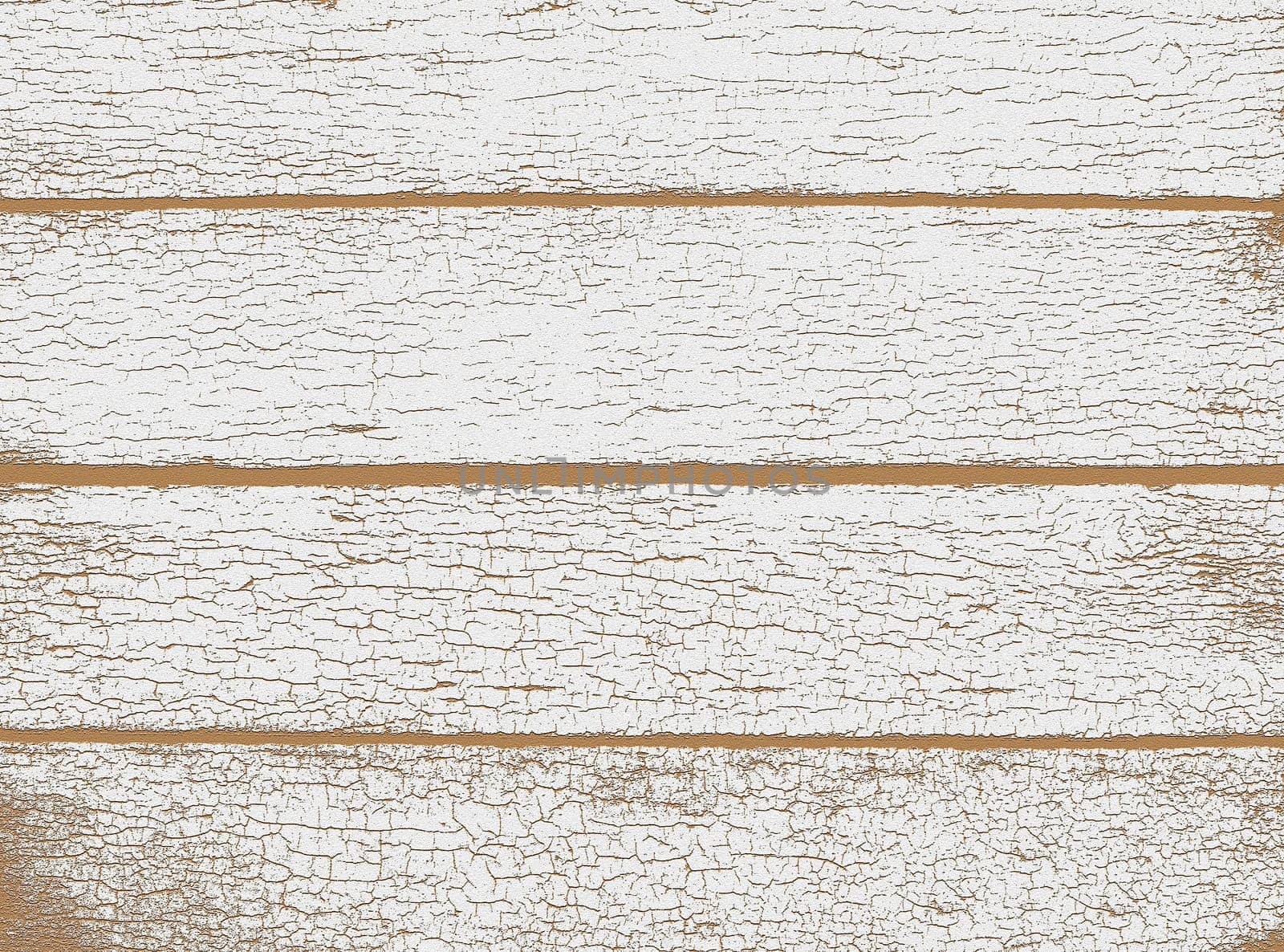 Old textured background with cracked white paint on a brown wall with horizontal lines close-up