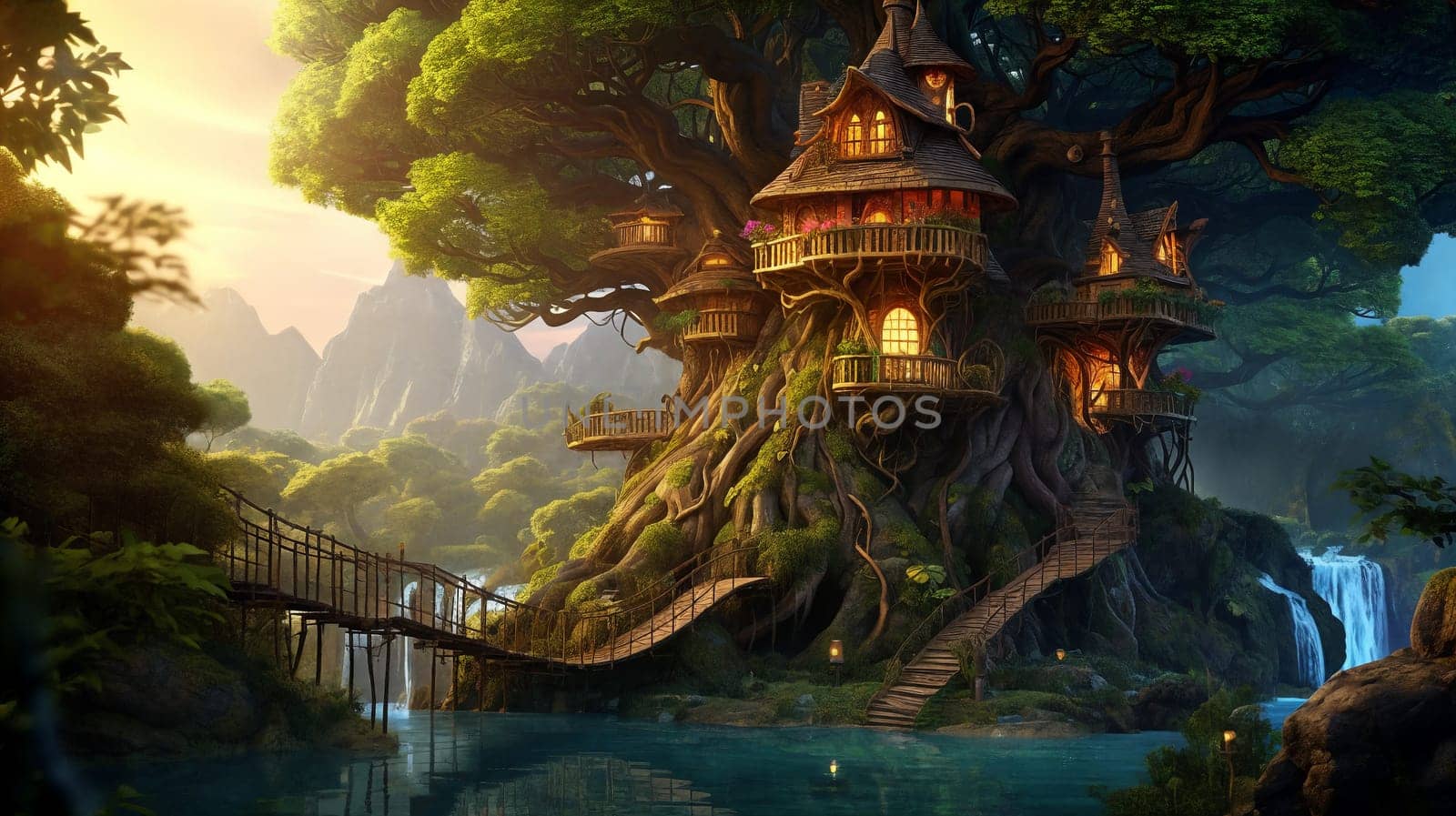 Hidden within a magical forest, a whimsical treehouse awaits, inviting you to embark on enchanting adventures. Generative AI.