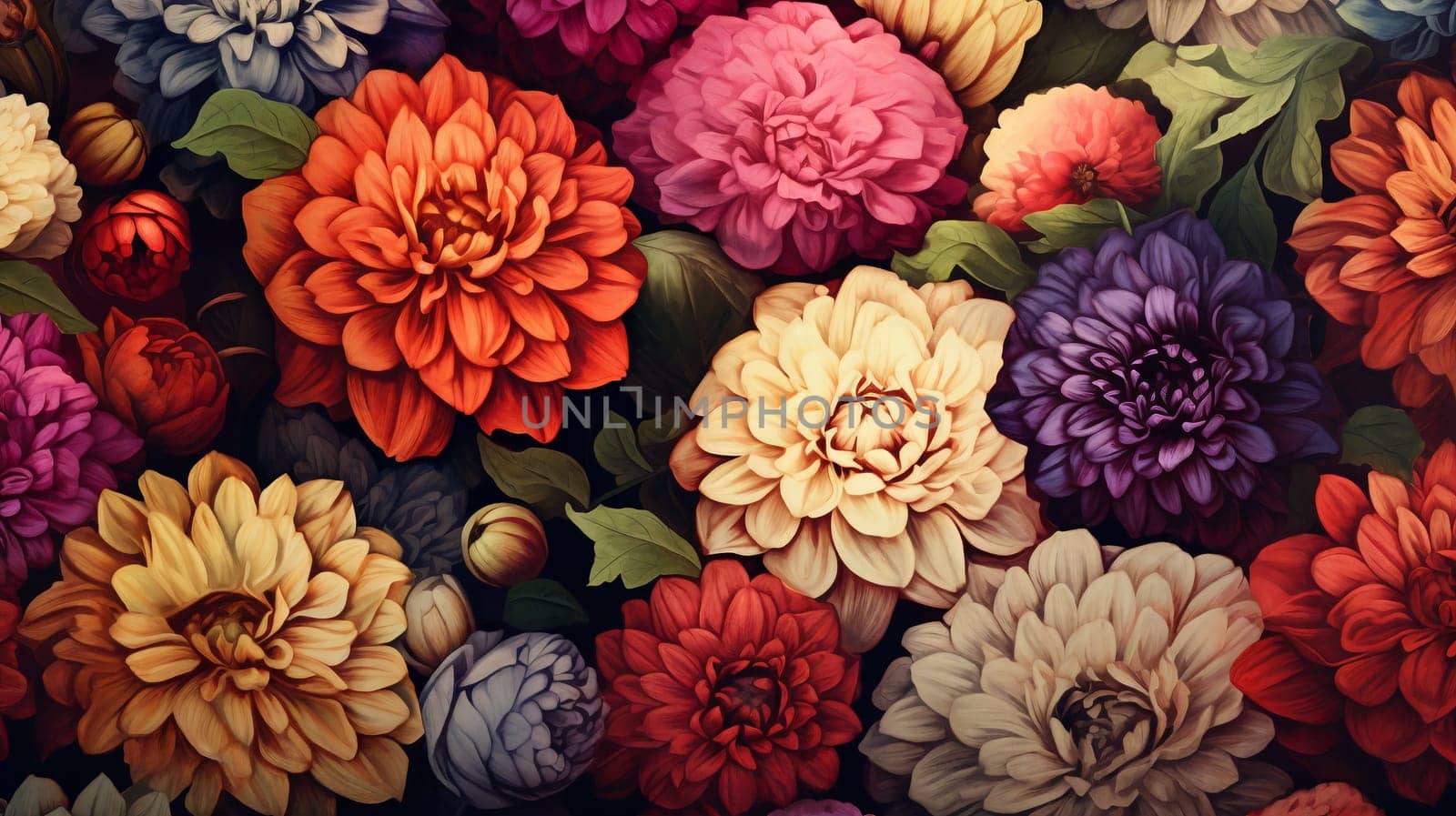 An enchanting illustration featuring a vibrant background of colorful vintage flowers, evoking a sense of nostalgia and charm. Generative AI.