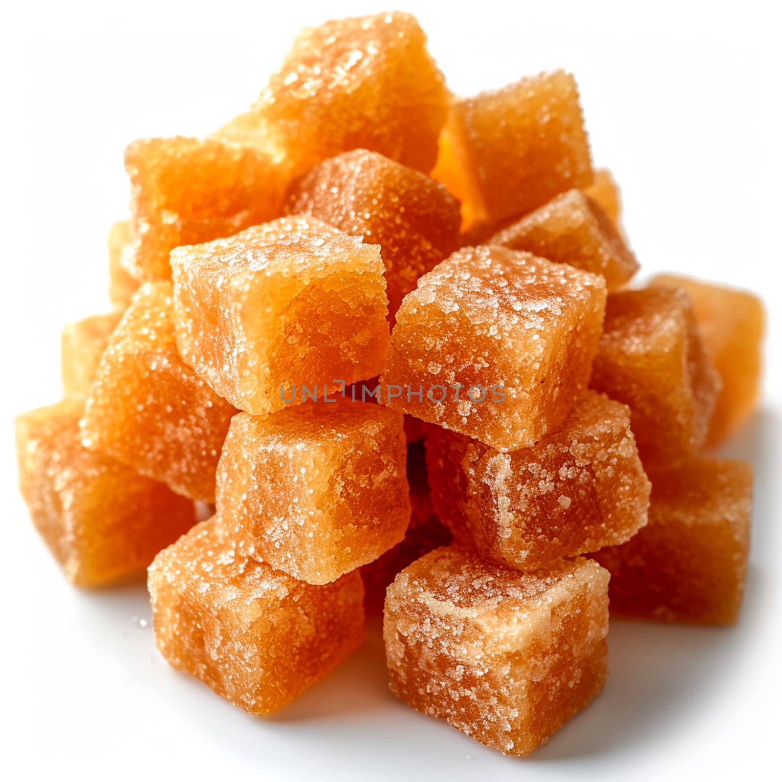 Cane sugar on white isolated background AI generated image