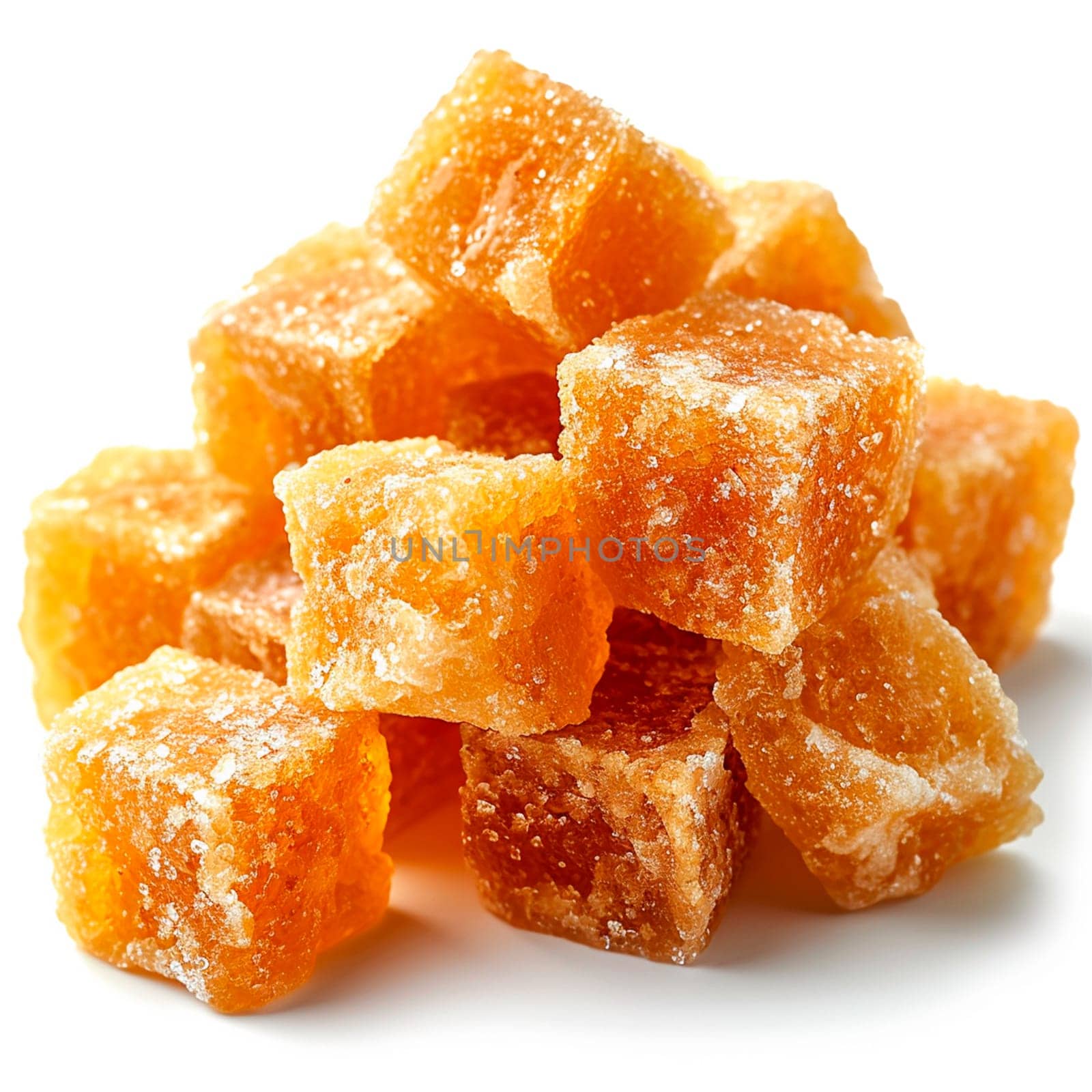 Cane sugar on white isolated background AI generated image