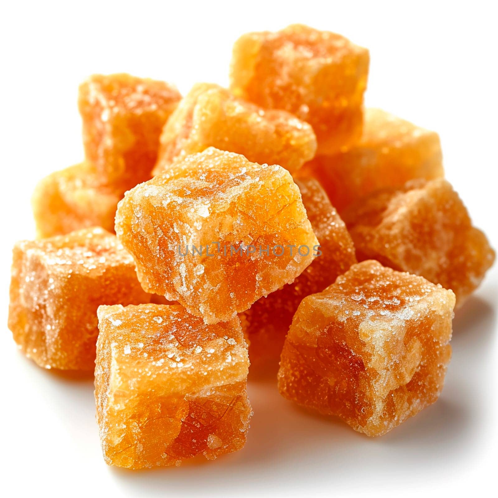 Cane sugar on white isolated background AI generated image
