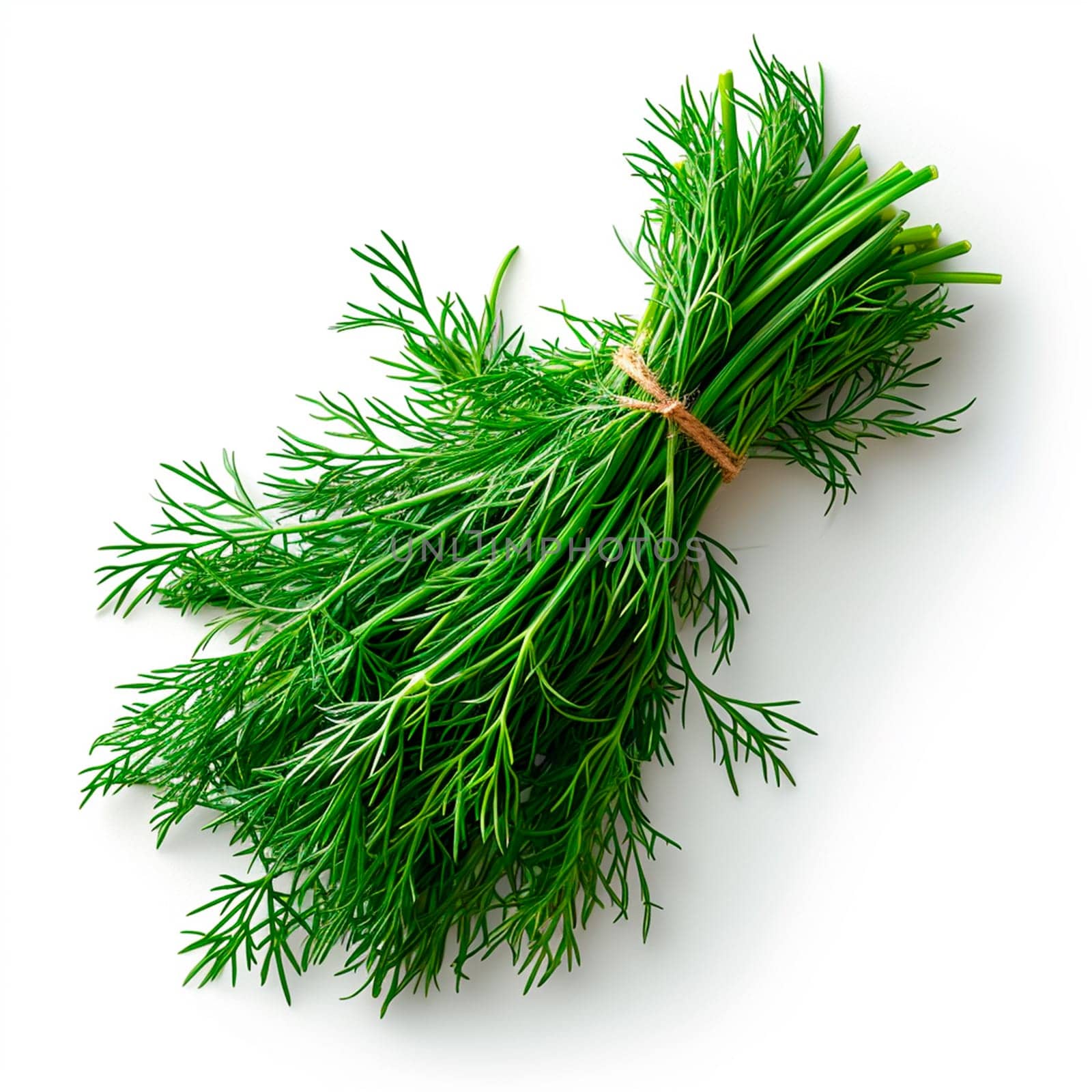Dill, salad greens, white isolated background AI generated image