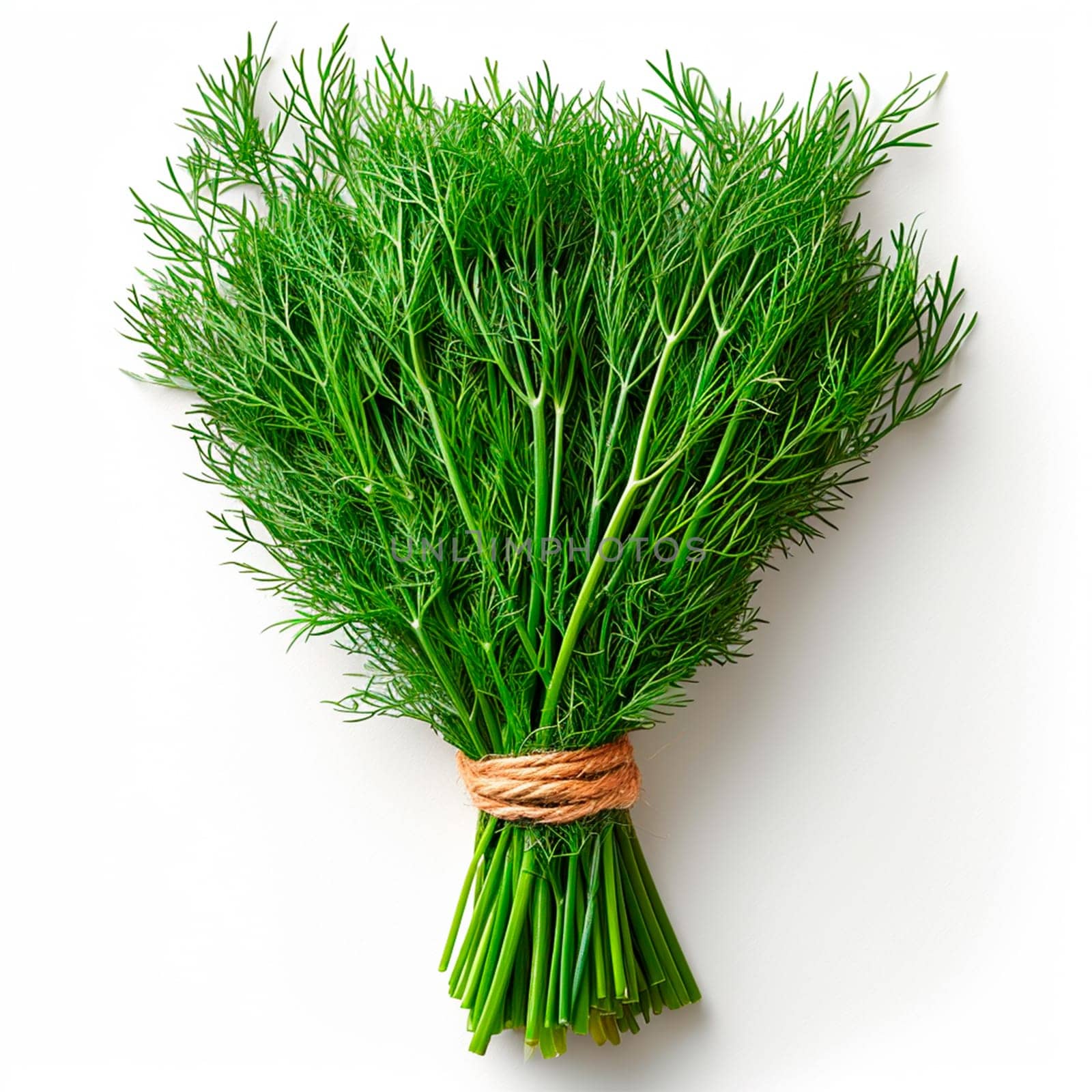 Dill, salad greens, white isolated background AI generated image