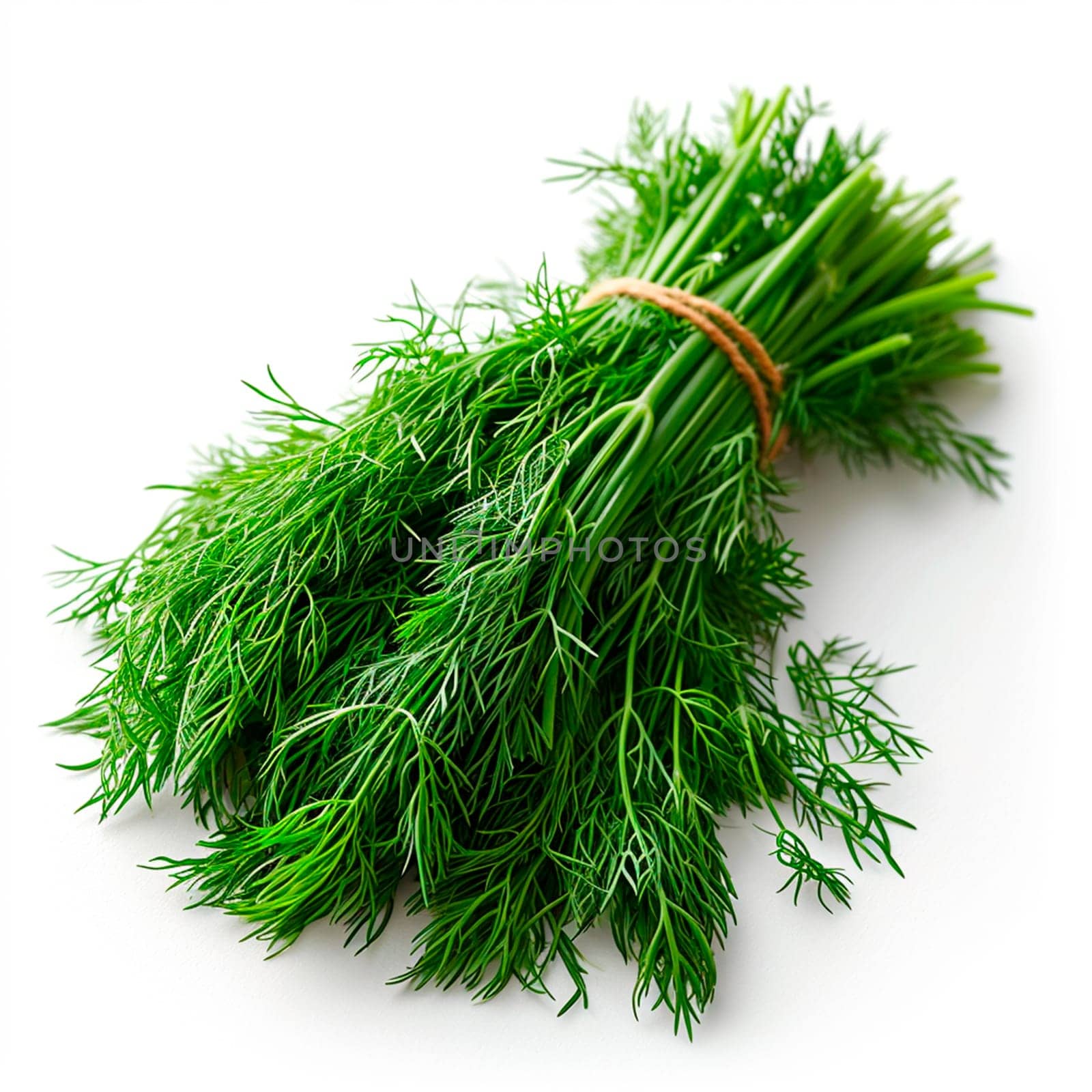 Dill, salad greens, white isolated background AI generated image