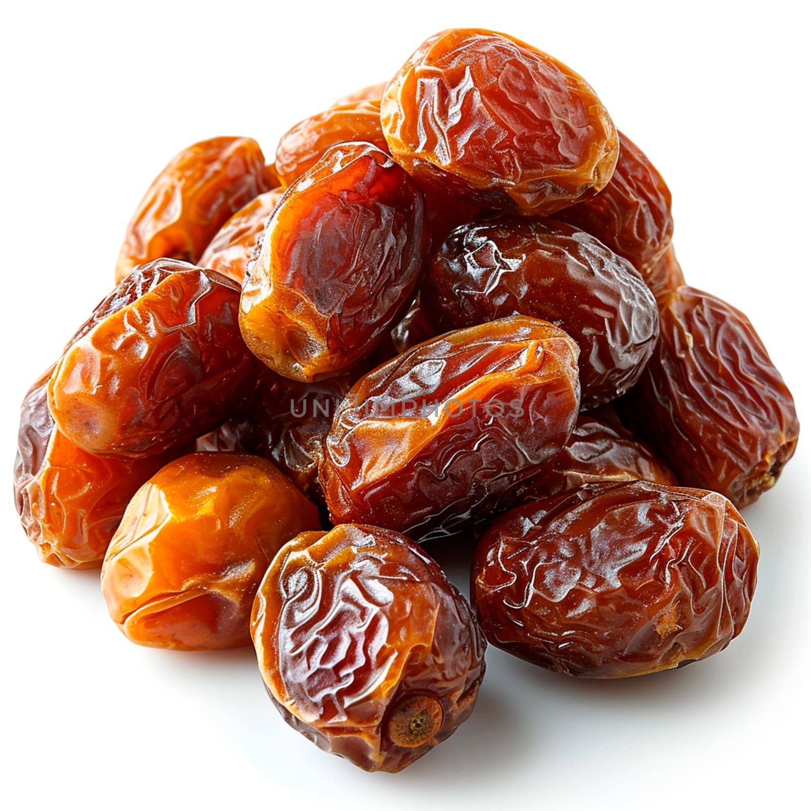 Dried dates on white isolated background AI generated image