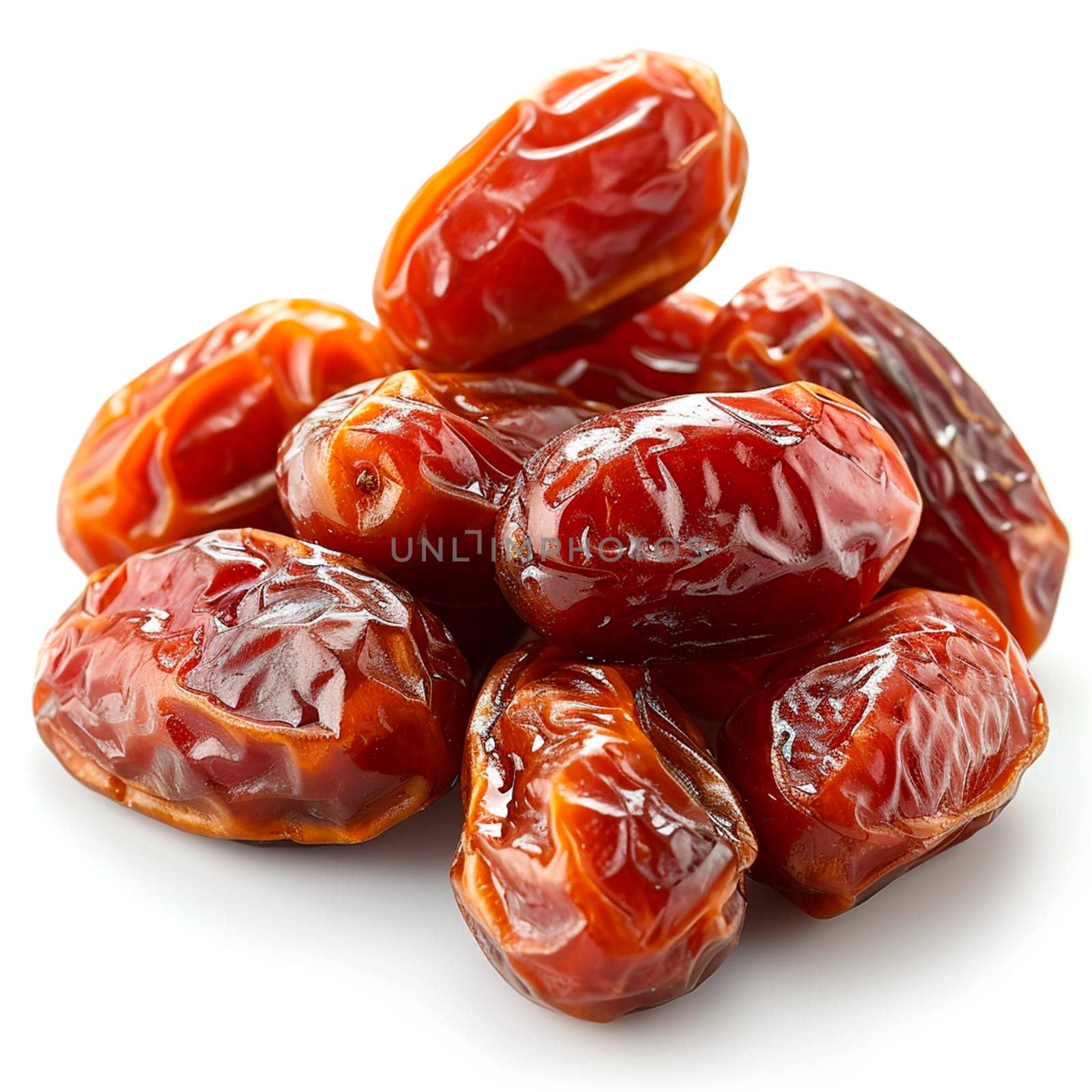 Dried dates on white isolated background AI generated image