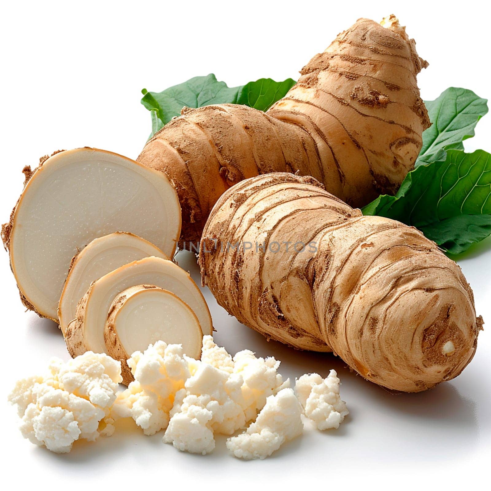 Garden weed vegetable horseradish on a white isolated background AI generated image