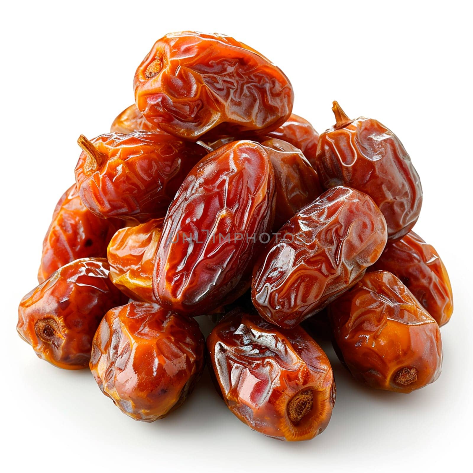 Dried dates on white isolated background AI generated image