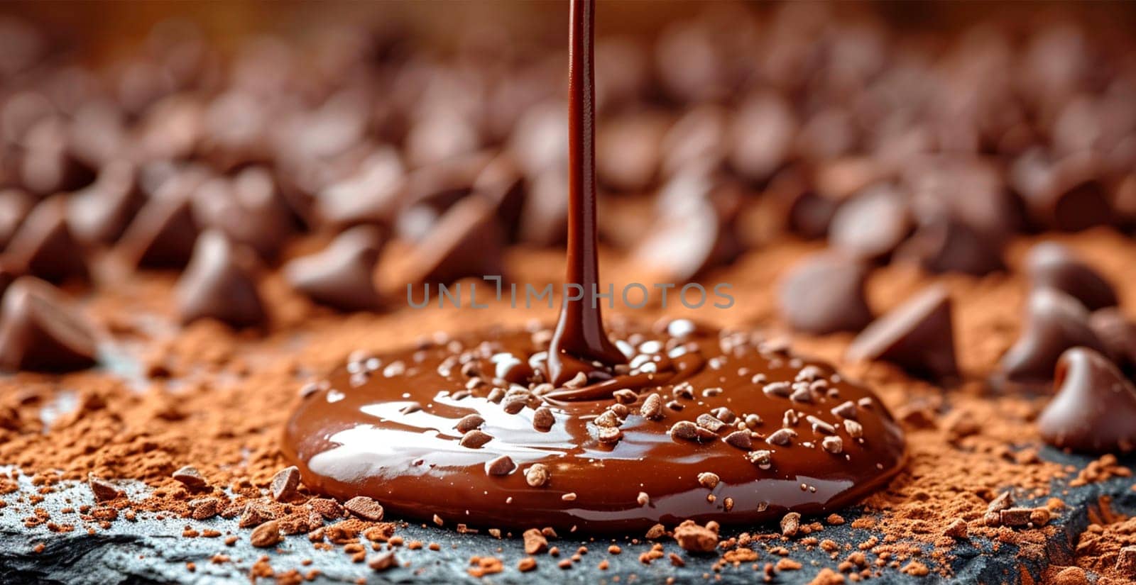 Liquid chocolate, milk cream chocolate AI generated image