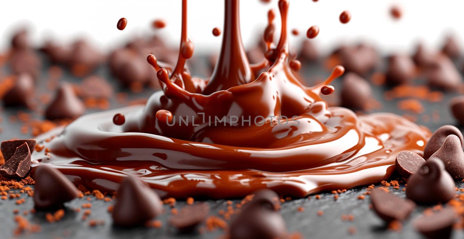 Liquid chocolate, milk cream chocolate AI generated image