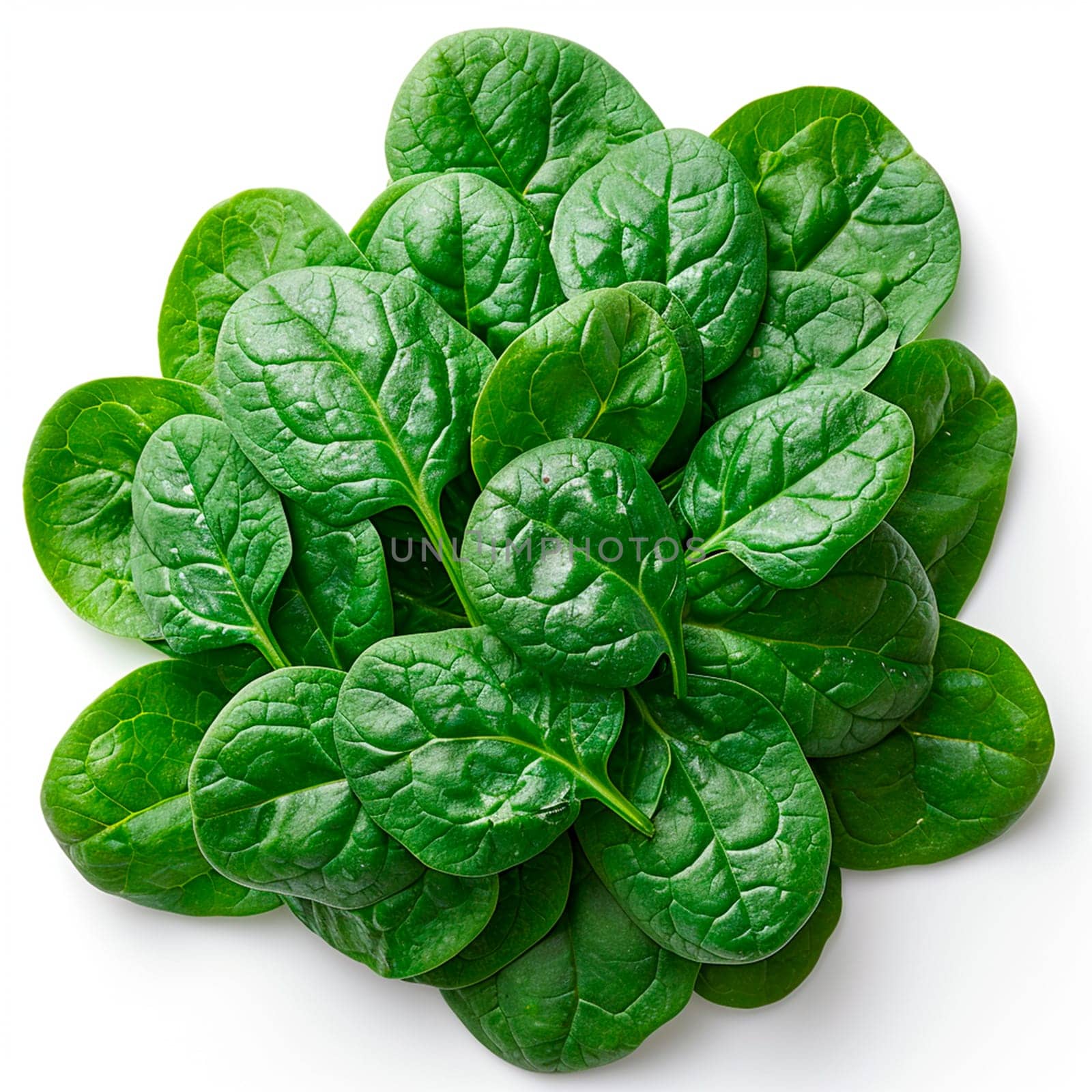 Spinach on white isolated background AI generated image