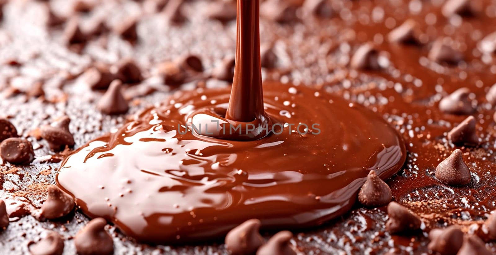 Liquid chocolate, milk cream chocolate AI generated image