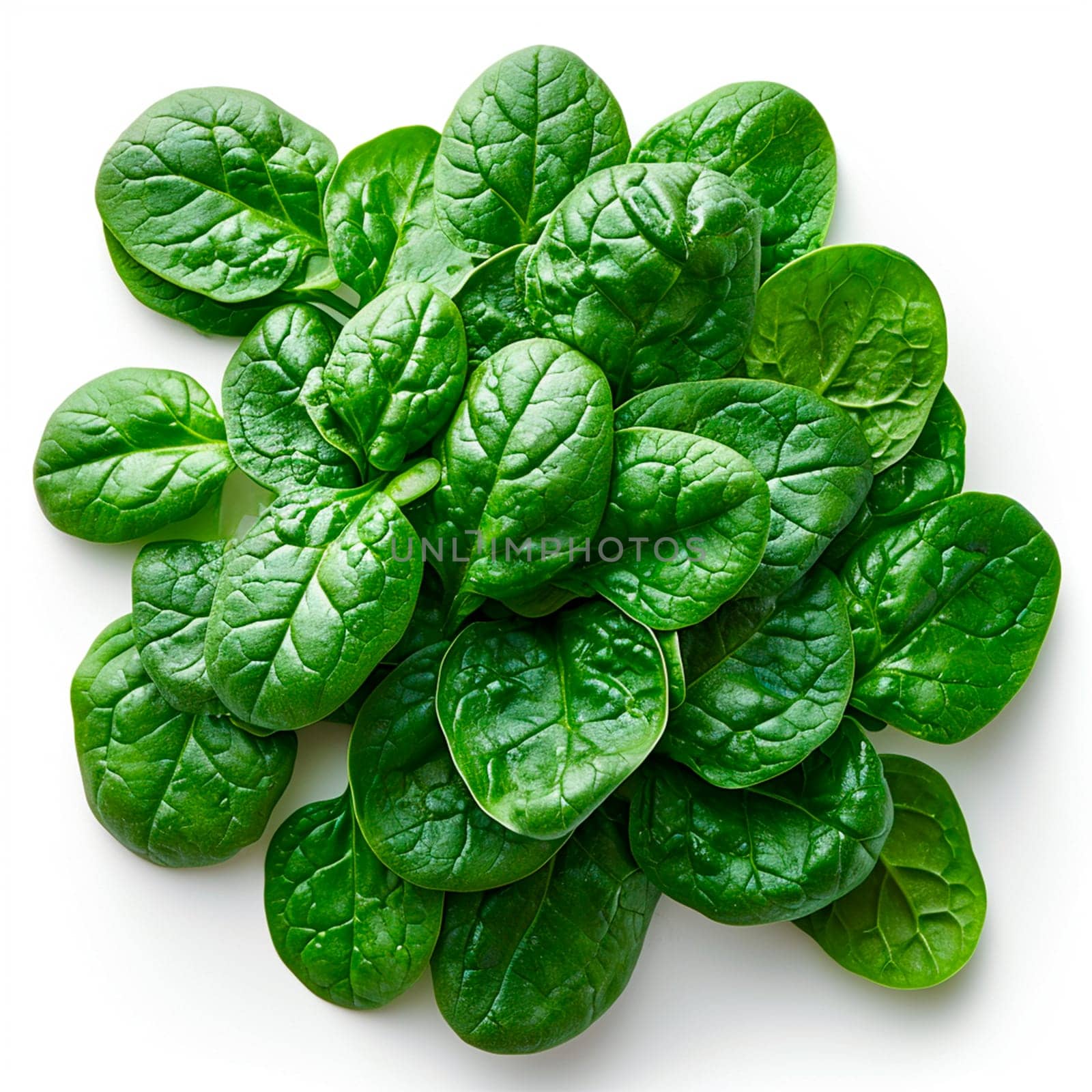 Spinach on white isolated background AI generated image